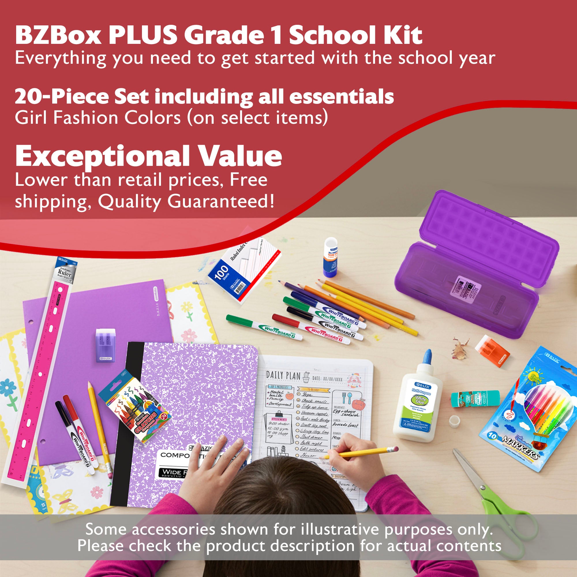 Back to School Kit, Grade 1, Girl, Plus, US