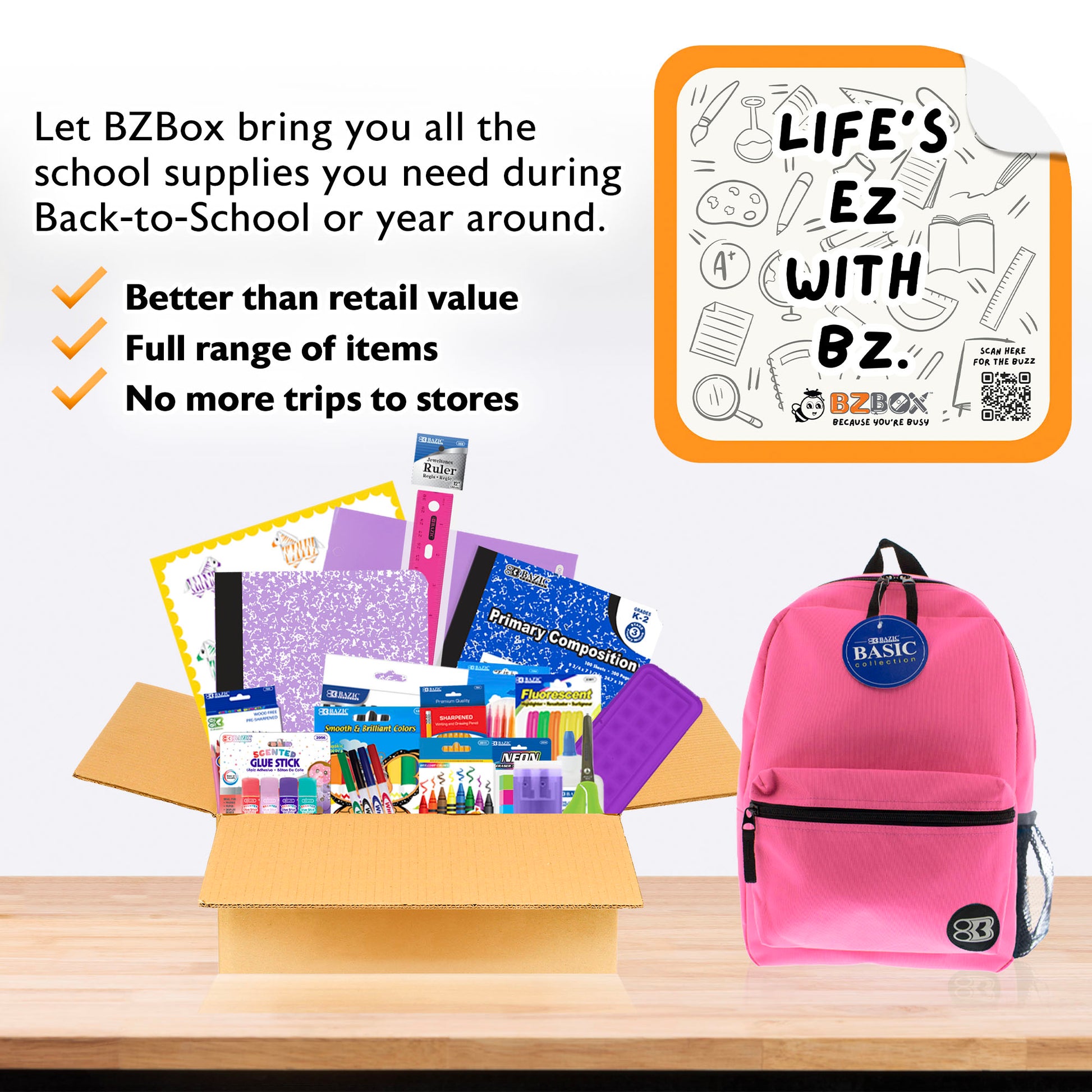 Back to School Kit, Grade 2, Girl, Plus, US - BZBox