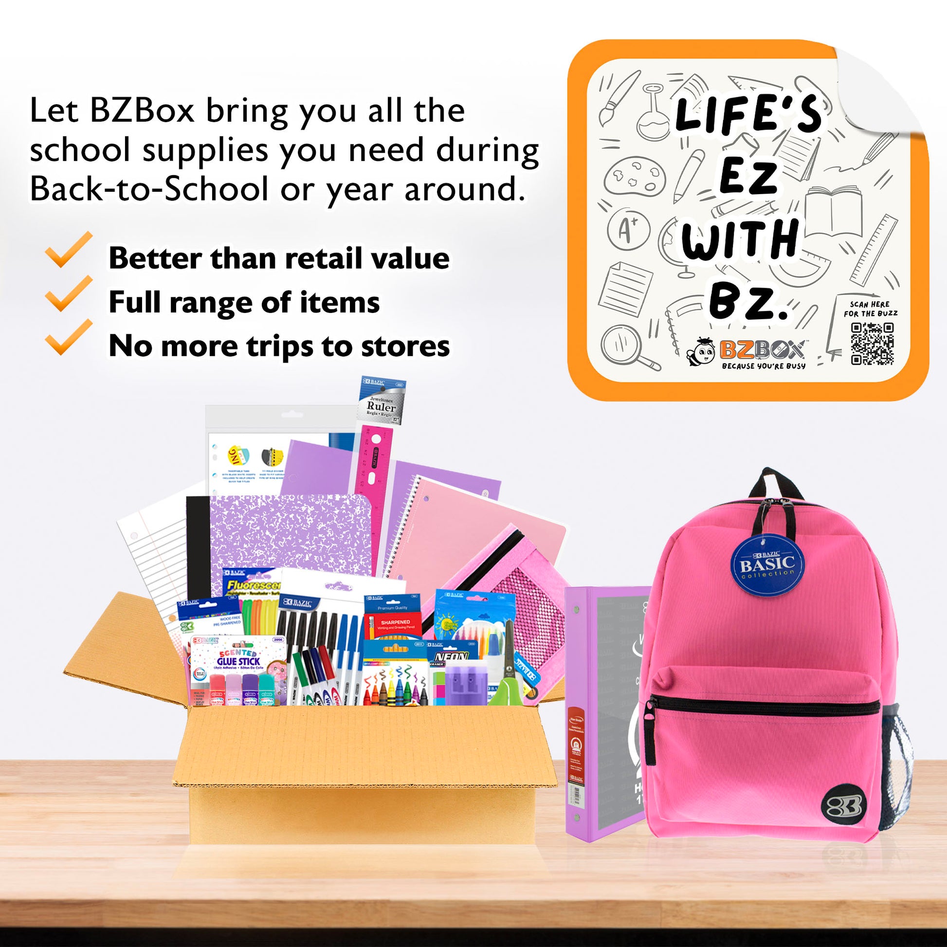 Back to School Kit, Grade 4, Girl, Plus, US - BZBox