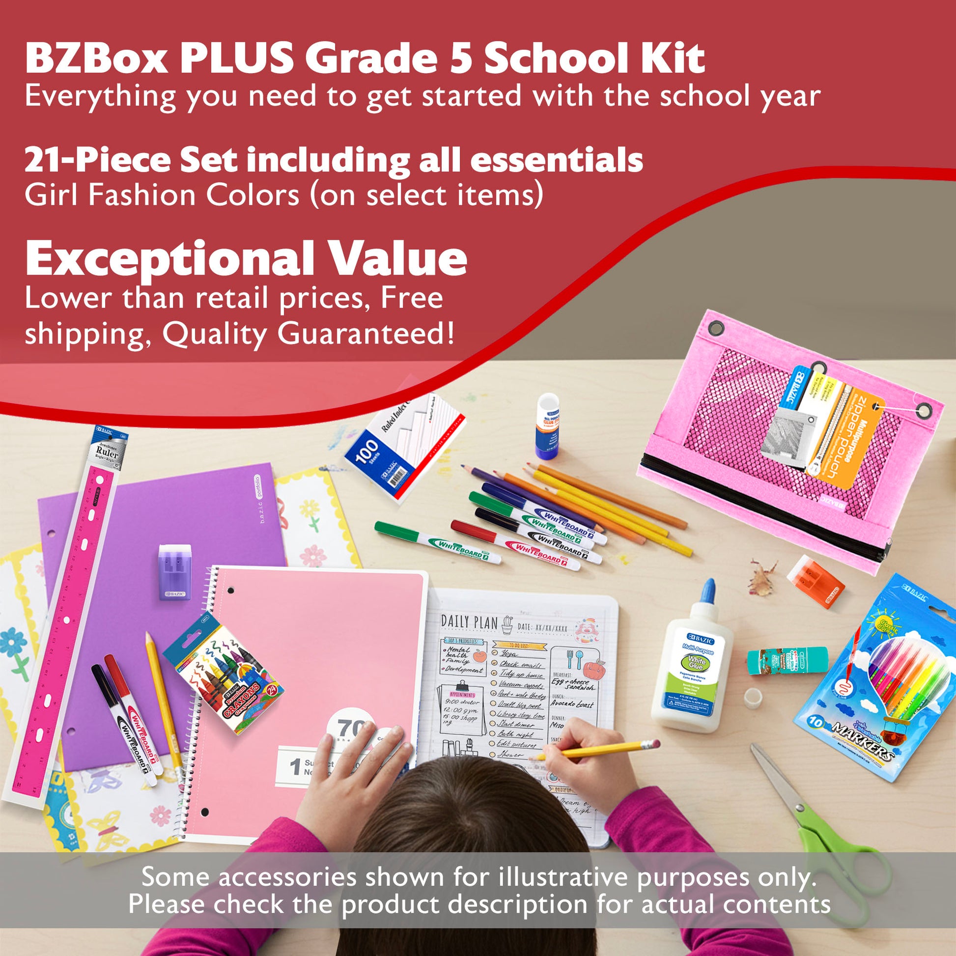 Back to School Kit, Grade 5, Girl, Plus, US