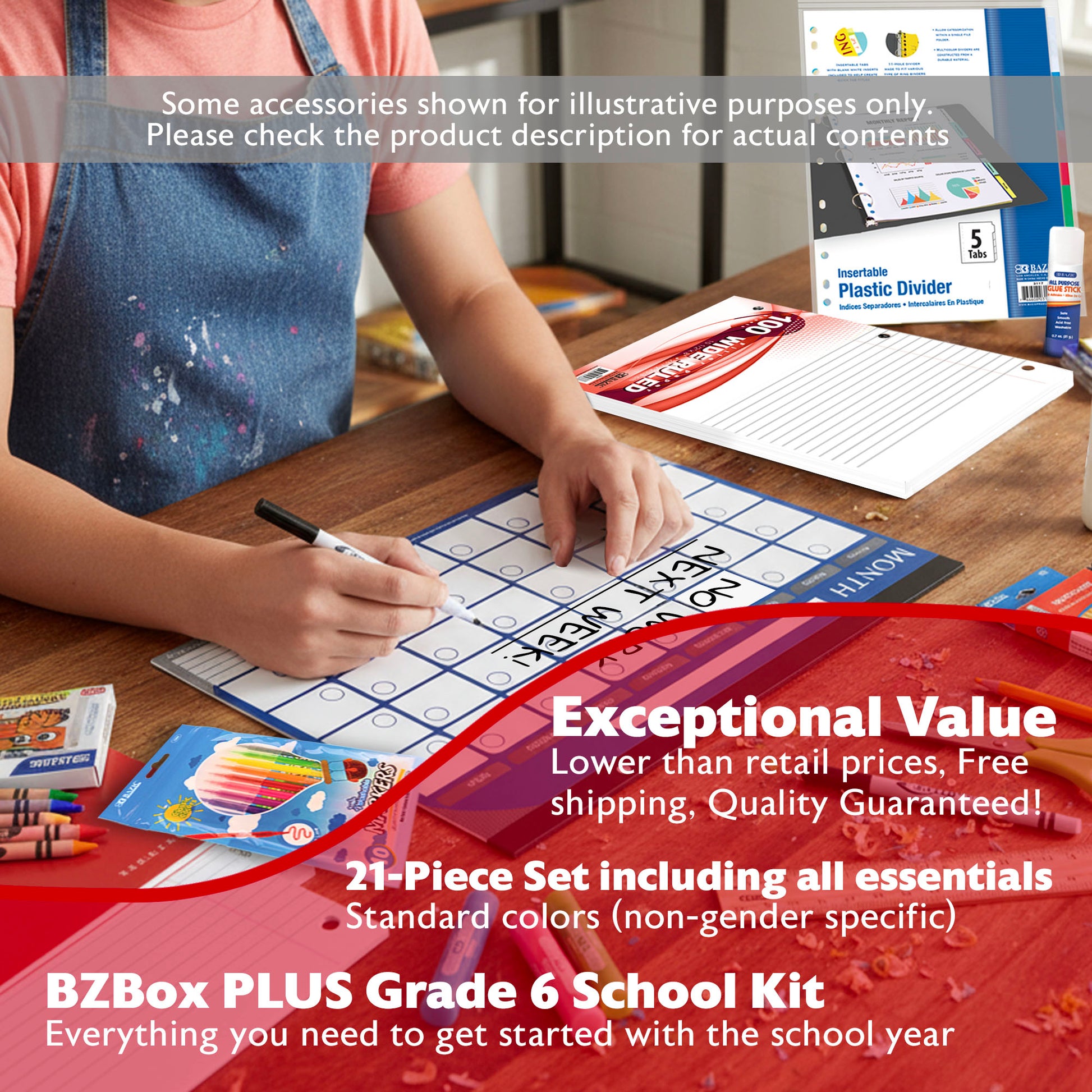 Back to School Kit, Grade 6, Std, Plus, US - BZBox
