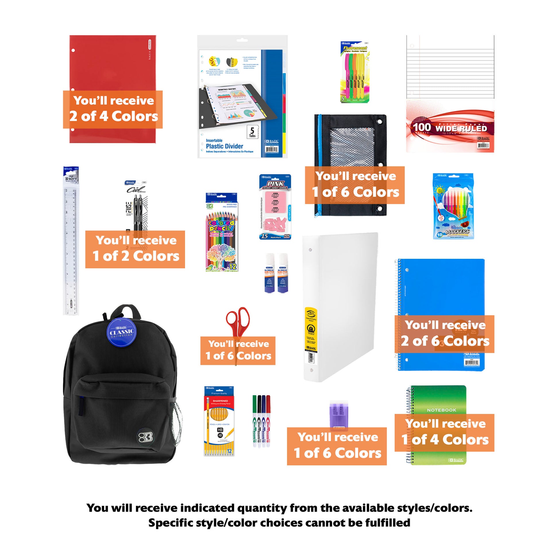 Back to School Kit, Grade 6, Std, Plus, US - BZBox