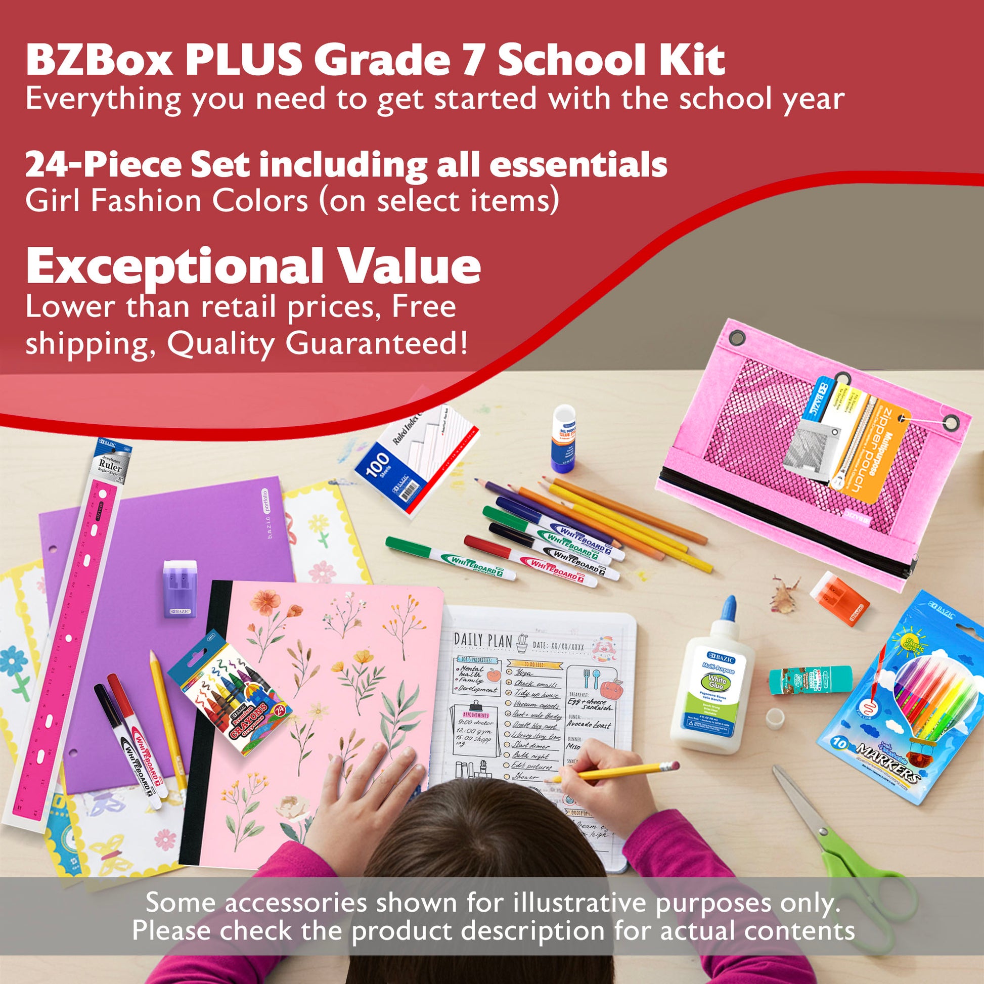 Back to School Kit, Grade 7, Girl, Plus, US