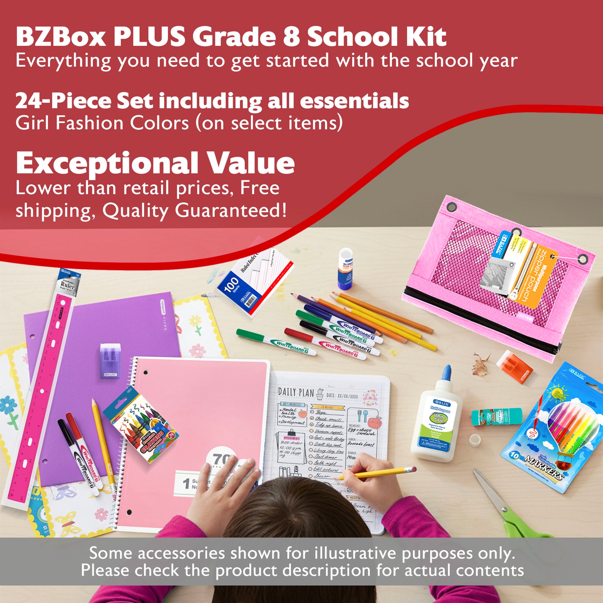 Back to School Kit, Grade 8, Girl, Plus, US