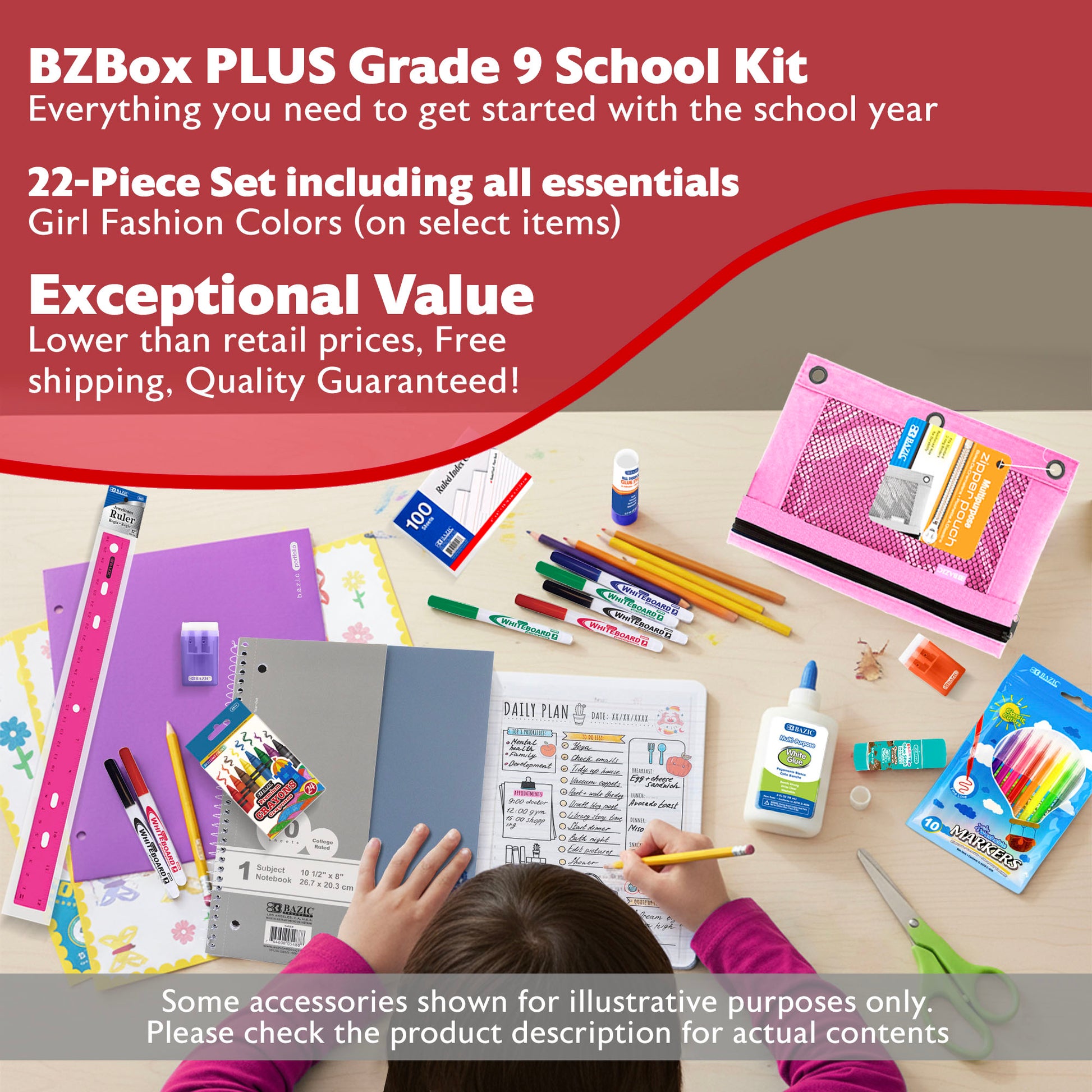 Back to School Kit, Grade 9, Girl, Plus, US