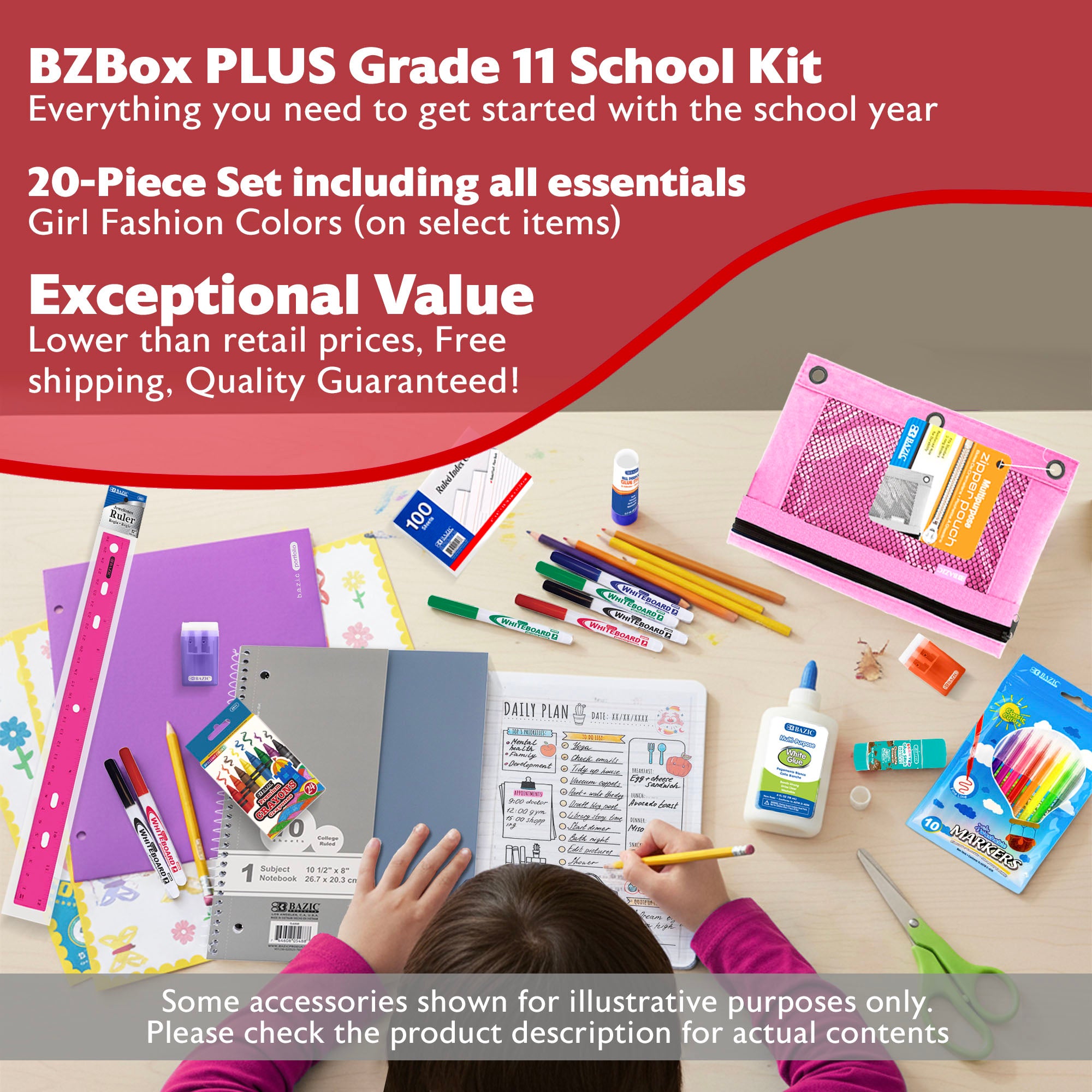 Back to School Kit, Grade 11, Girl, Plus, US