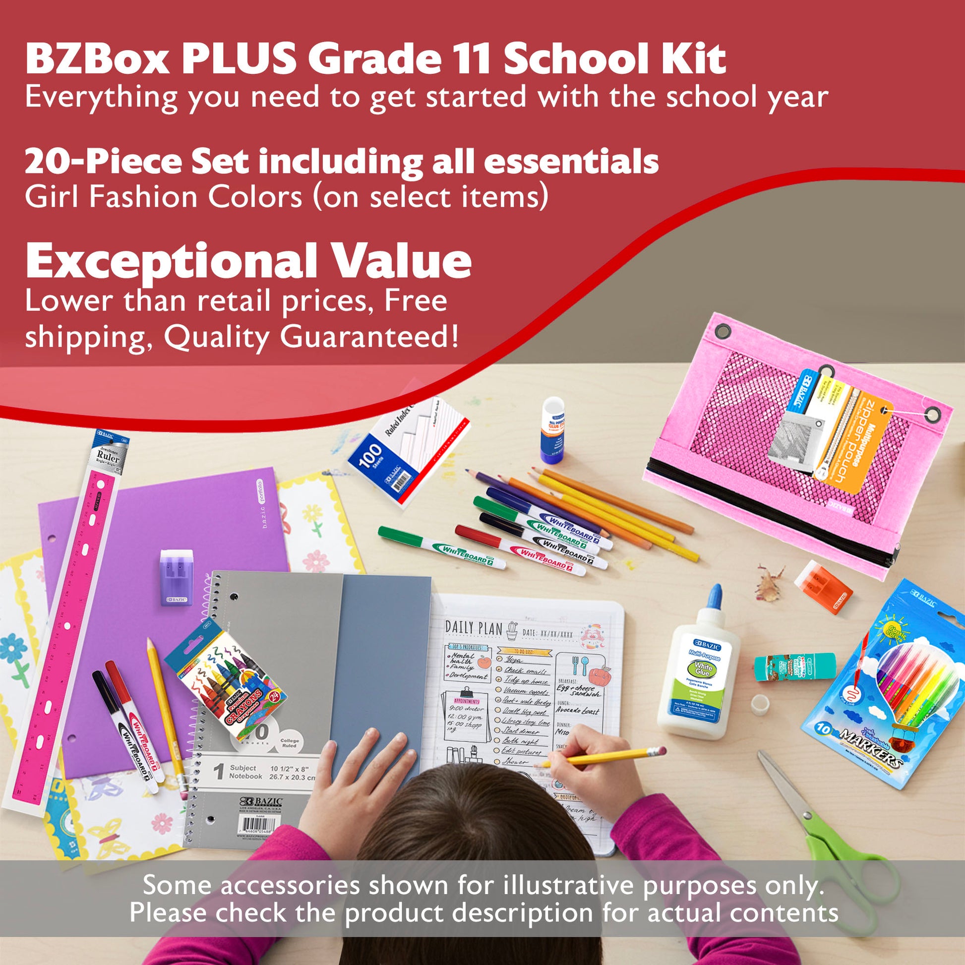 Back to School Kit, Grade 11, Girl, Plus, US