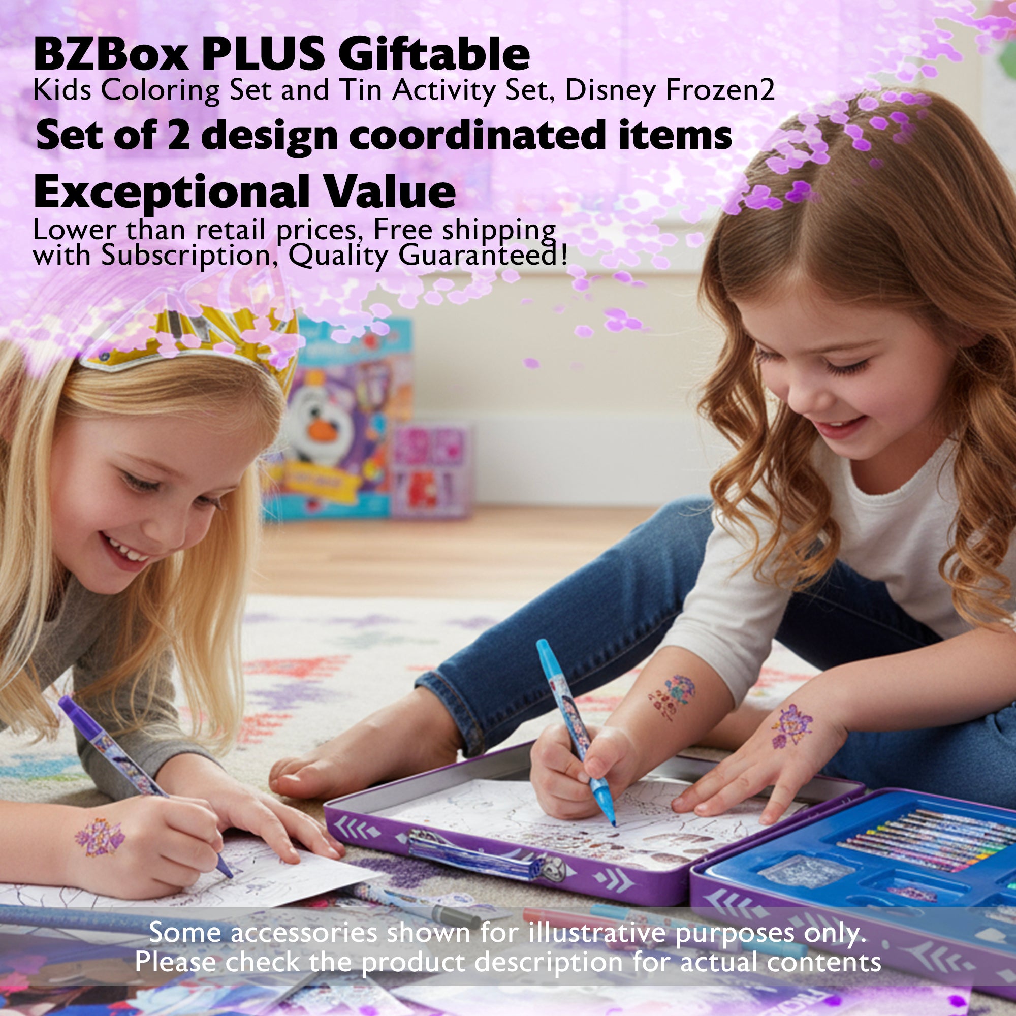 Giftabe, Kids Coloring Set and Tin Activity Set, Disney Frozen2,  2 items, PLUS