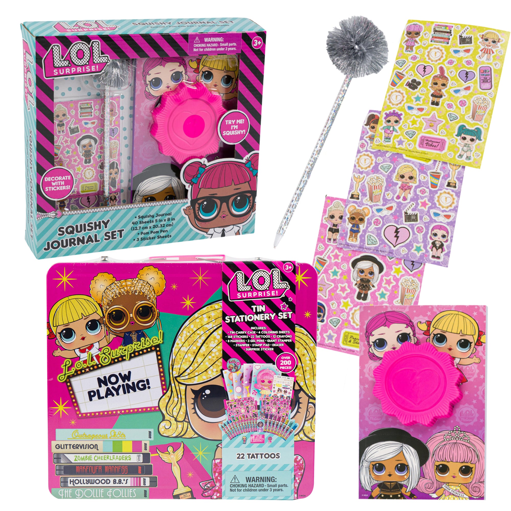 Giftabe, Squishy Journal Set and Tin Activity Set, LOL, Girl Theme,  2 items, PLUS
