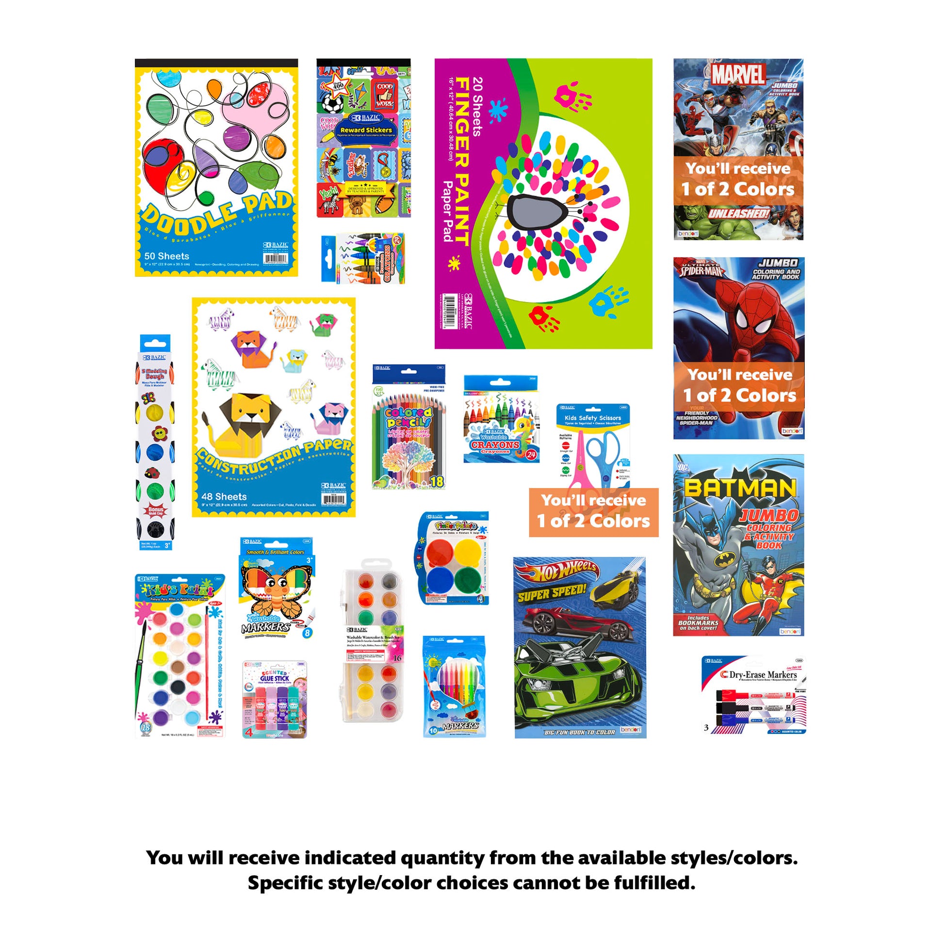 Kids Coloring Activity Kit, Standard Kit, PLUS, 20 items, BOY Theme books