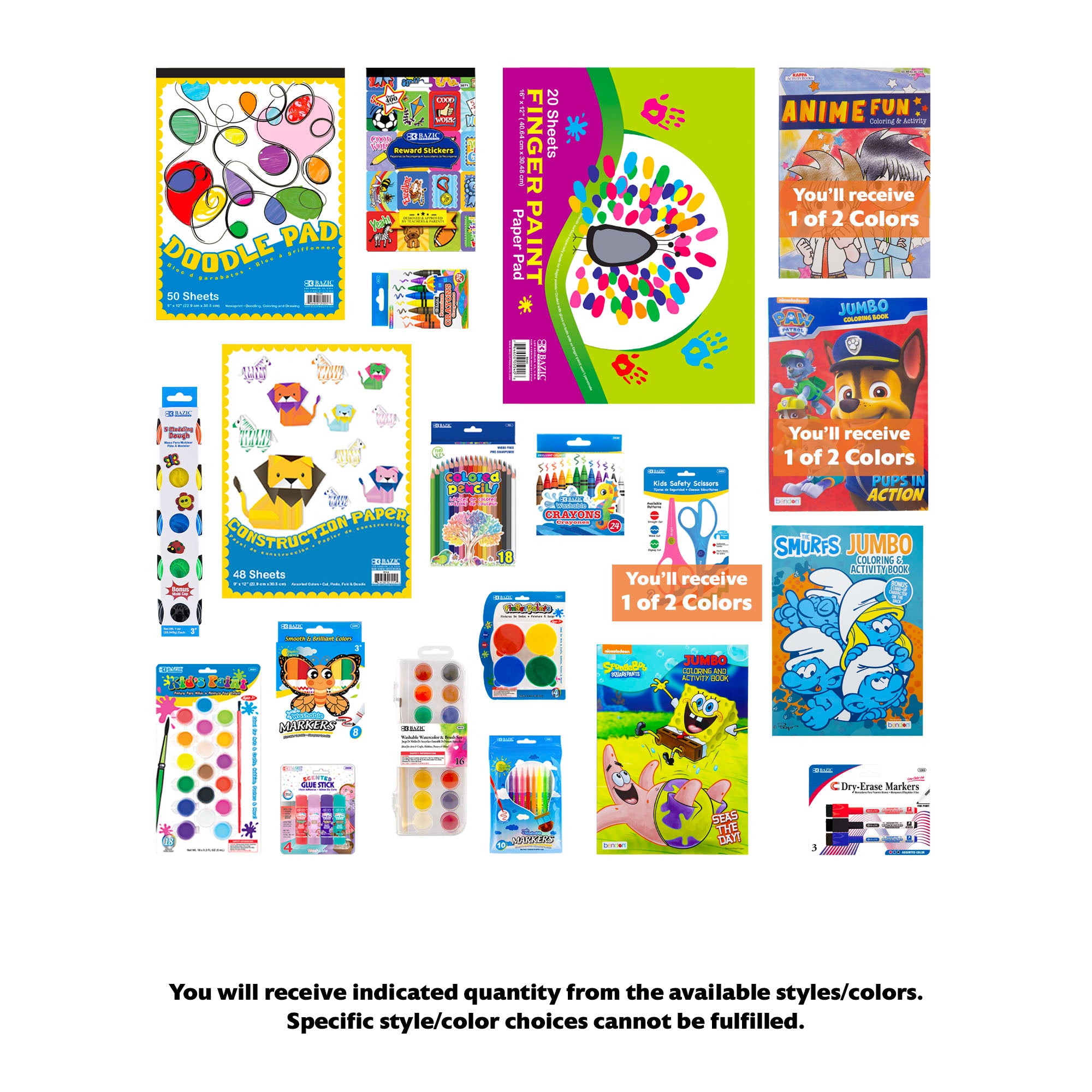 Kids Coloring Activity Kit, Standard Kit, PLUS, 20 items, Unisex