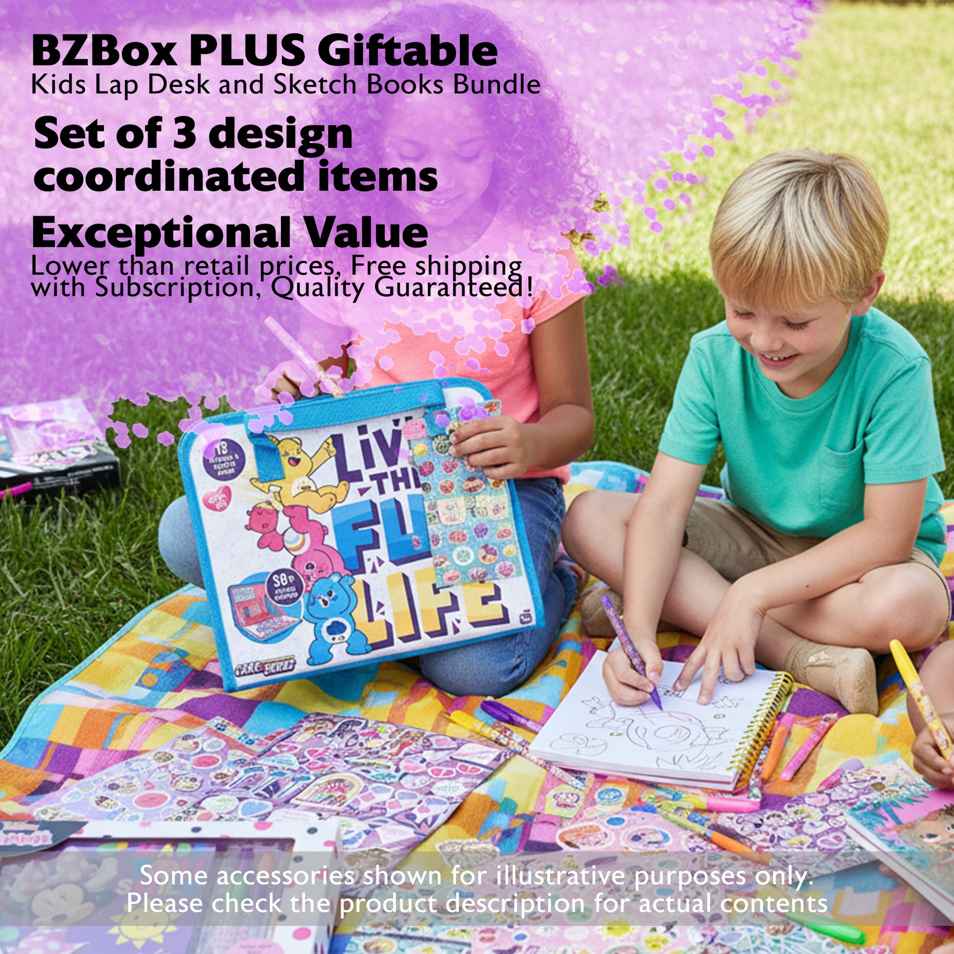 Giftable,  Kids Lap Desk and Sketch Books Bundle, 3 Items, PLUS