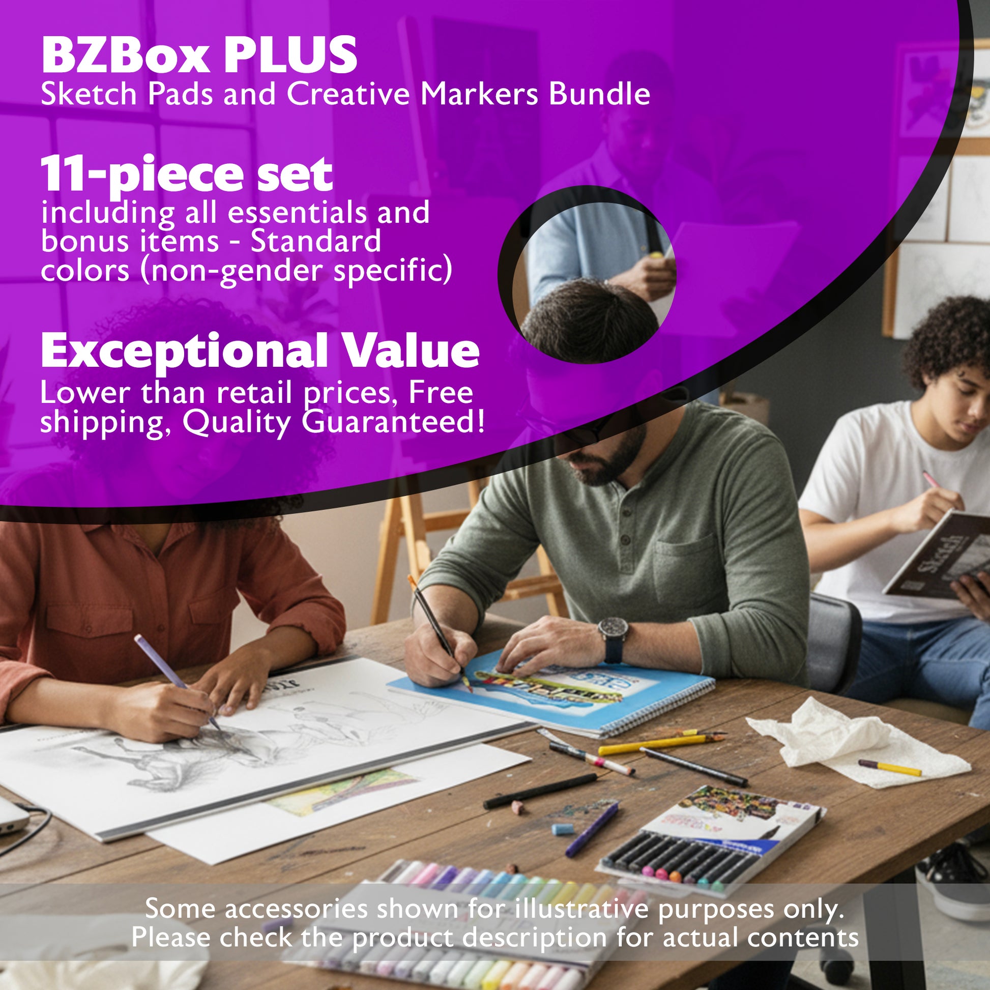 Sketch Pads and Creative Markers Bundle, 11 items, PLUS