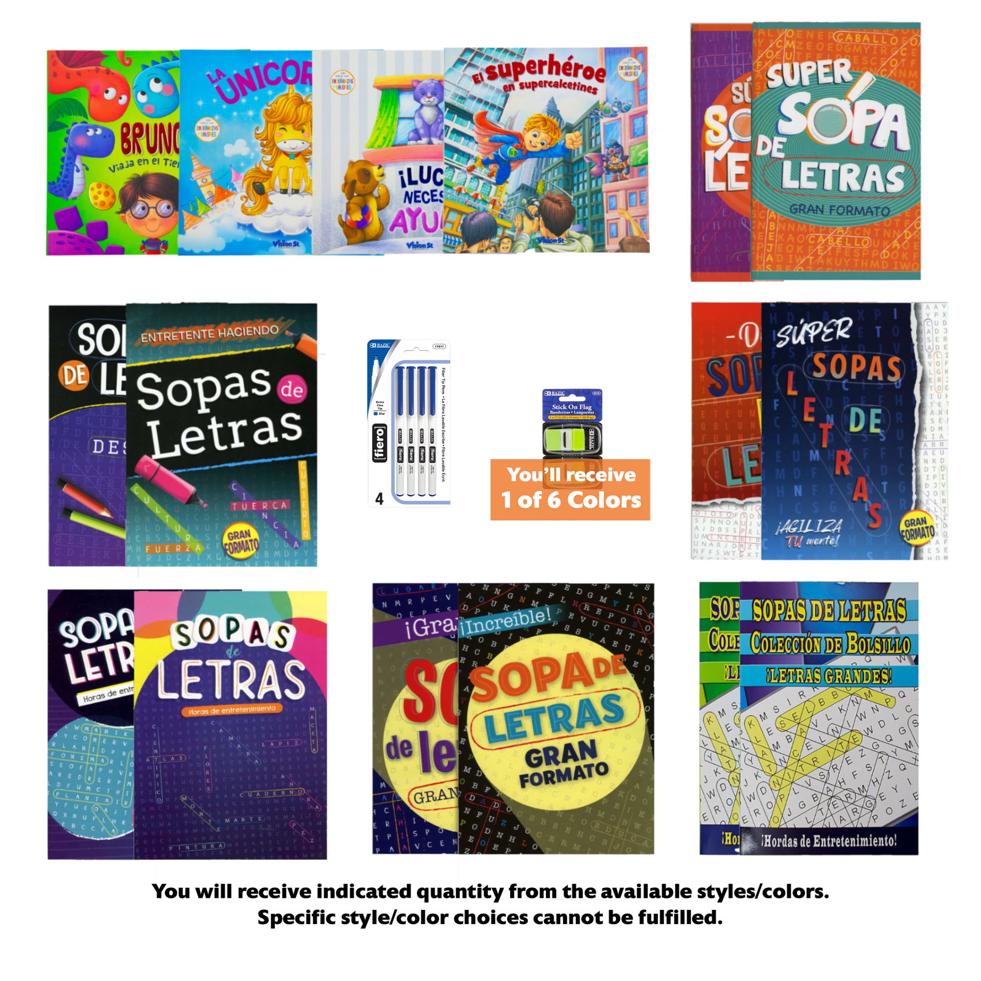 Spanish Puzzle and Activity Books collection with bonus storybooks, 18 items, PLUS