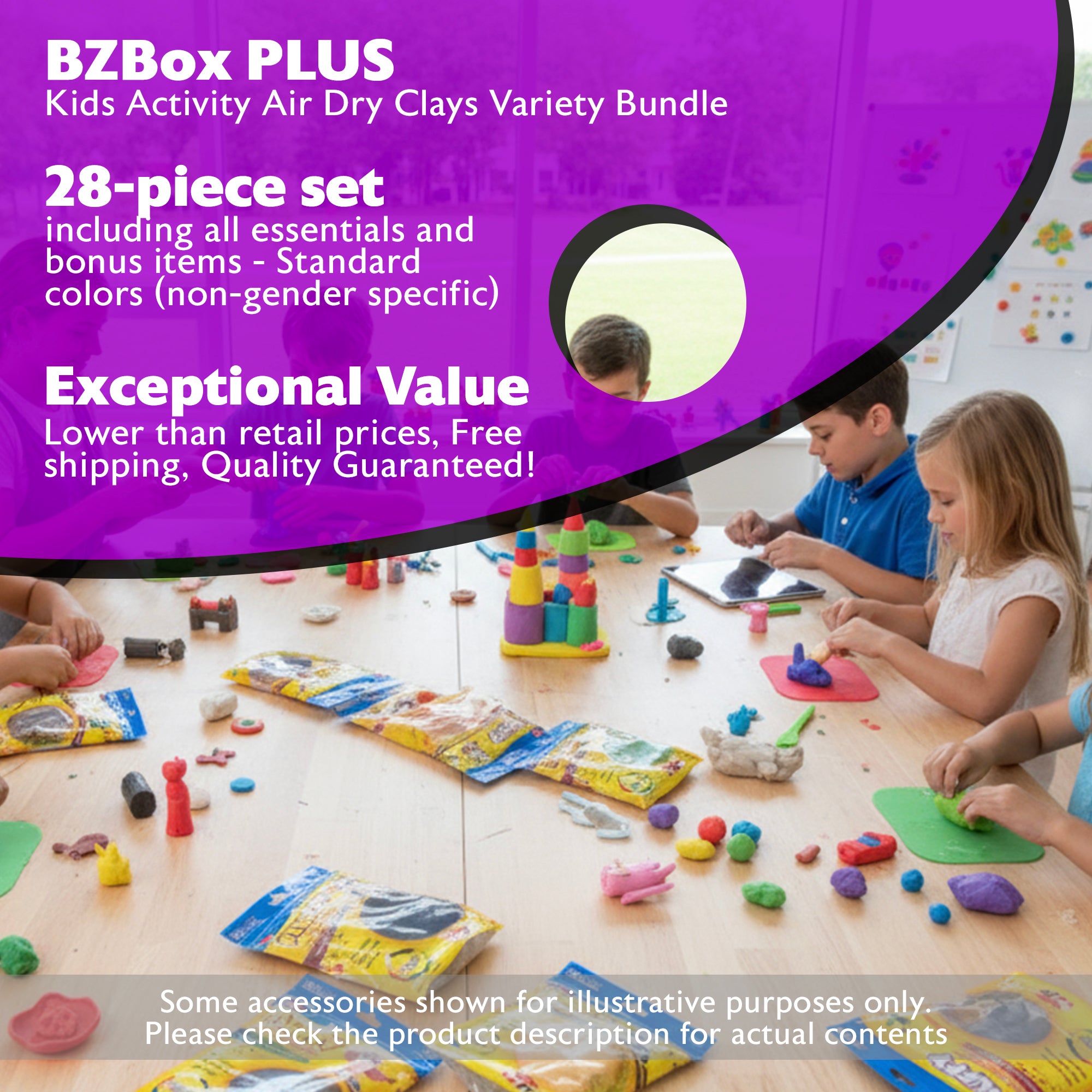 Kids Activity Air Dry Clays Variety Bundle, 28 items, PLUS