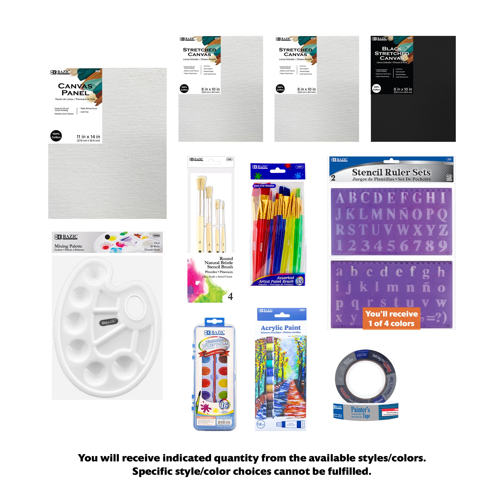 Canvas Painting Kit for Teens & Adults with Artist Brushes & Lettering Stencils, 11 Items, BZBox