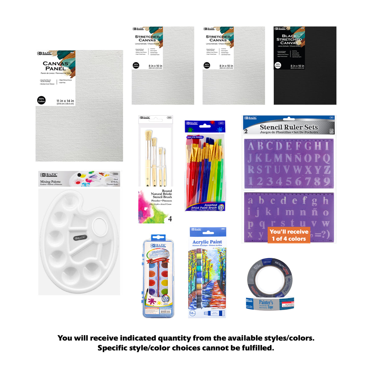 Canvas Painting Kit for Teens & Adults with Artist Brushes & Lettering Stencils, 11 Items, BZBox
