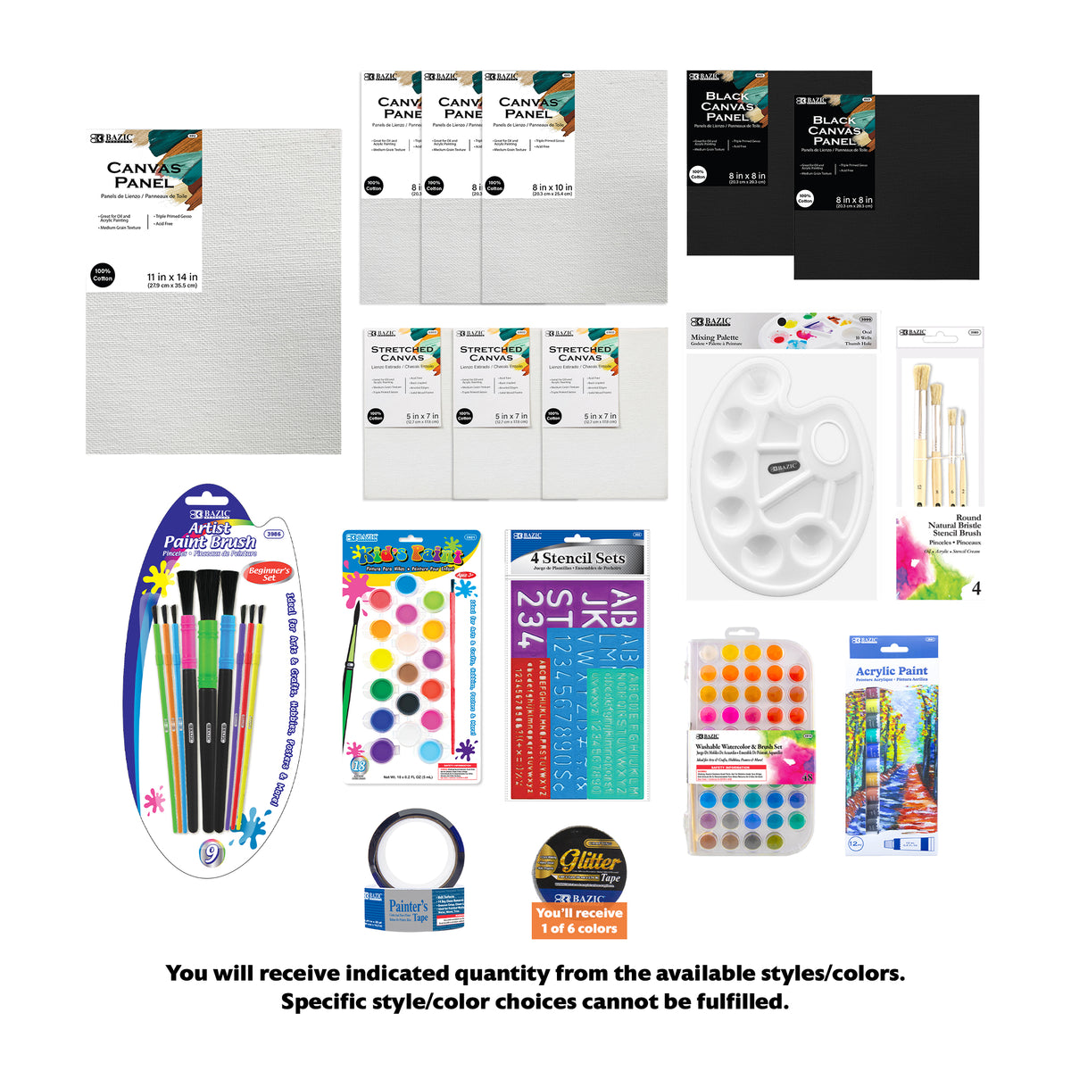 Kids Canvas Art Studio Kit with Acrylic Paint & Watercolor, 18 Items, BZBox