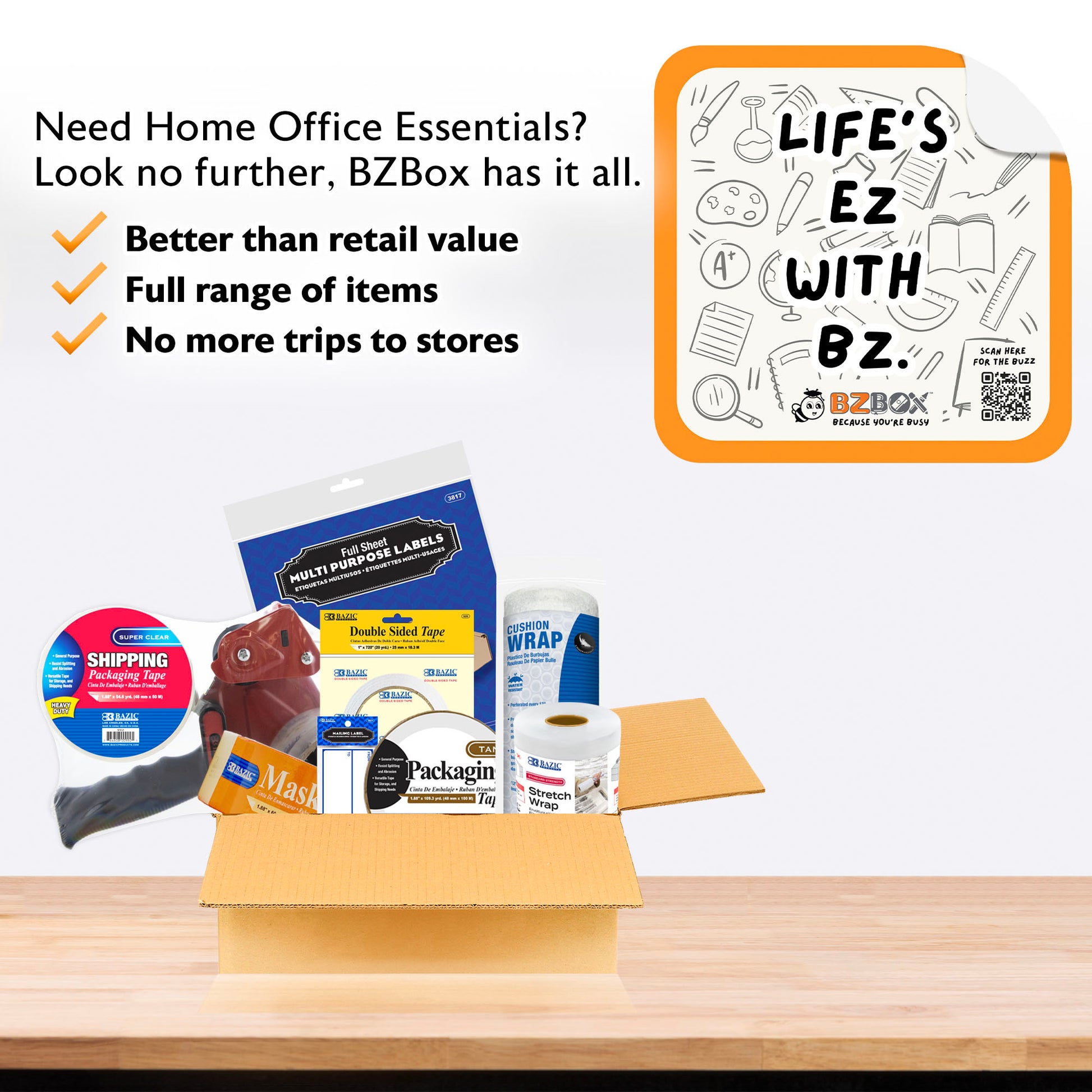 Premium Assortment of Packaging and Shipping supplies, 8 items, PLUS