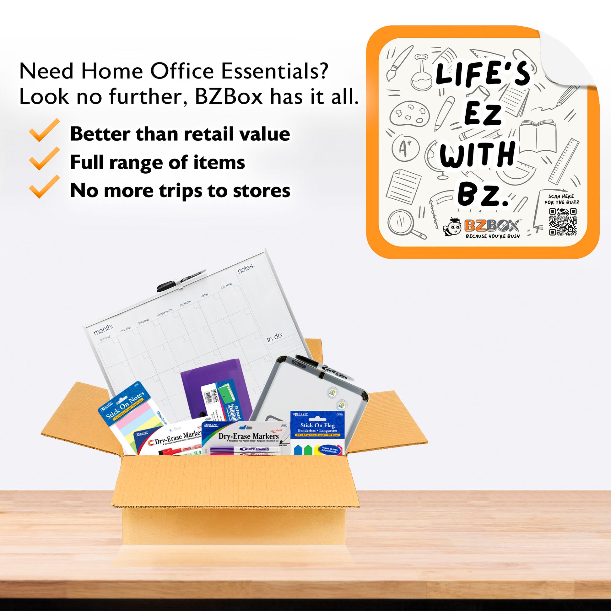 Home Dry Erase Calendar and Board Combo with Markers, Plus