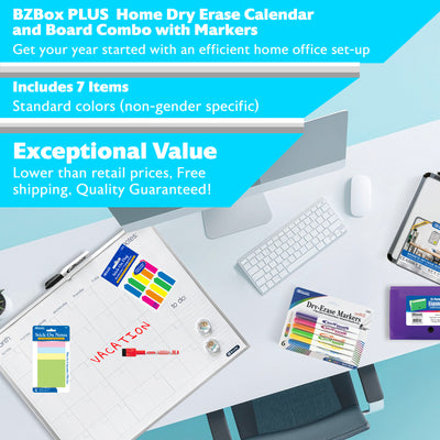 Home Dry Erase Calendar and Board Combo with Markers, Plus
