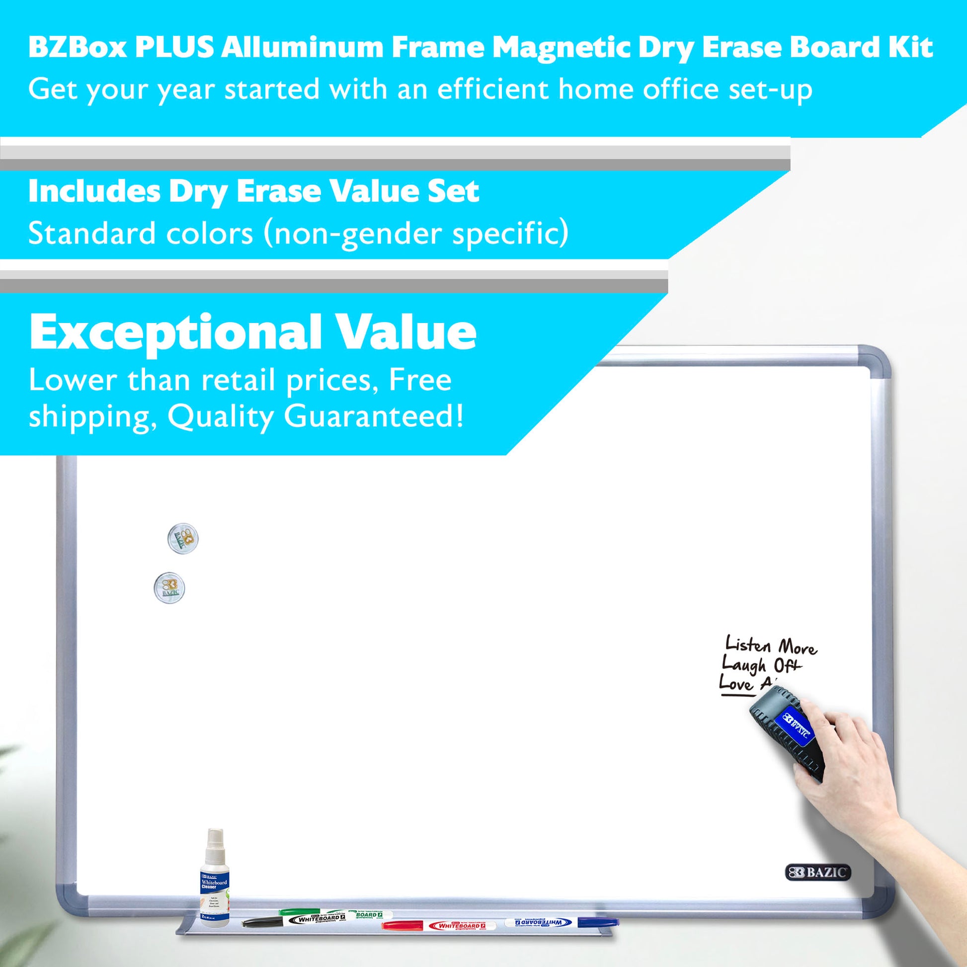 24"x36" Aluminium Frame Magnetic Dry Erase Board kit, PLUS