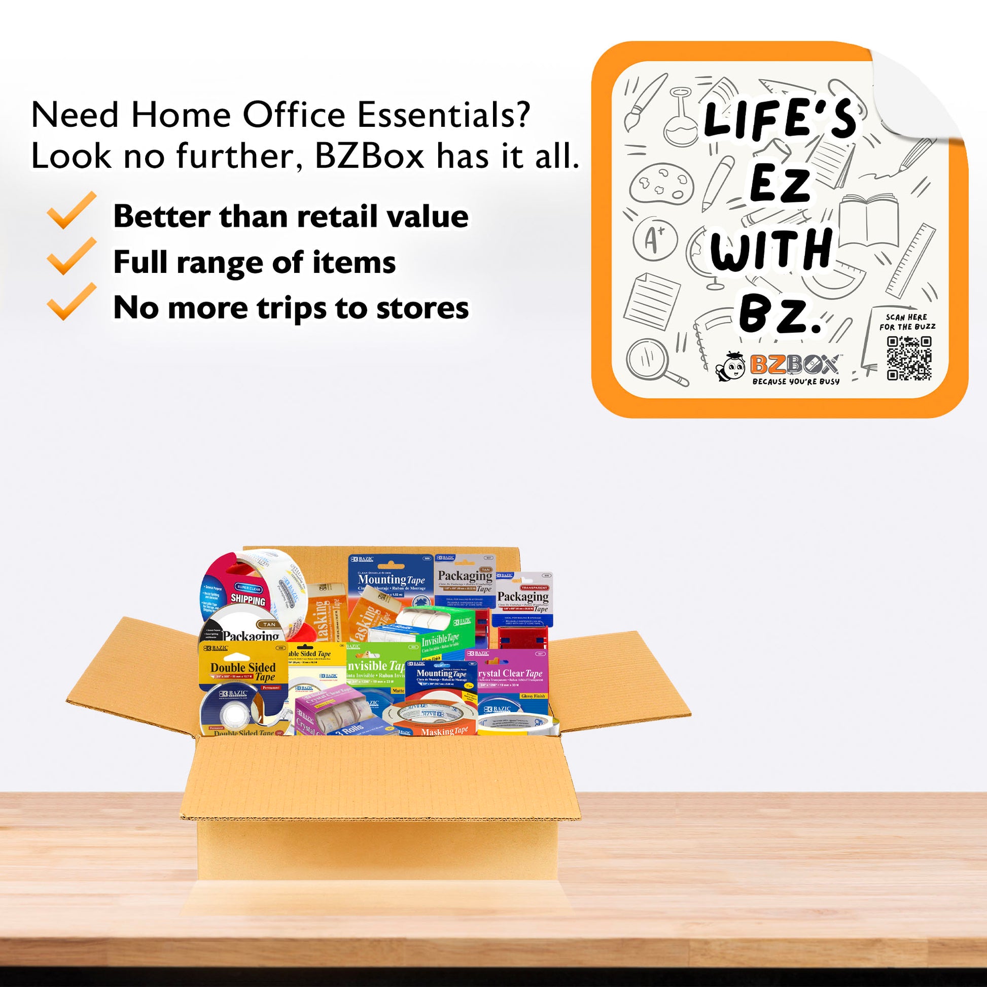 Jumbo Assortment of Adhesive Tapes, Standard colors, 16 items, PLUS