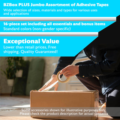 Jumbo Assortment of Adhesive Tapes, Standard colors, 16 items, PLUS