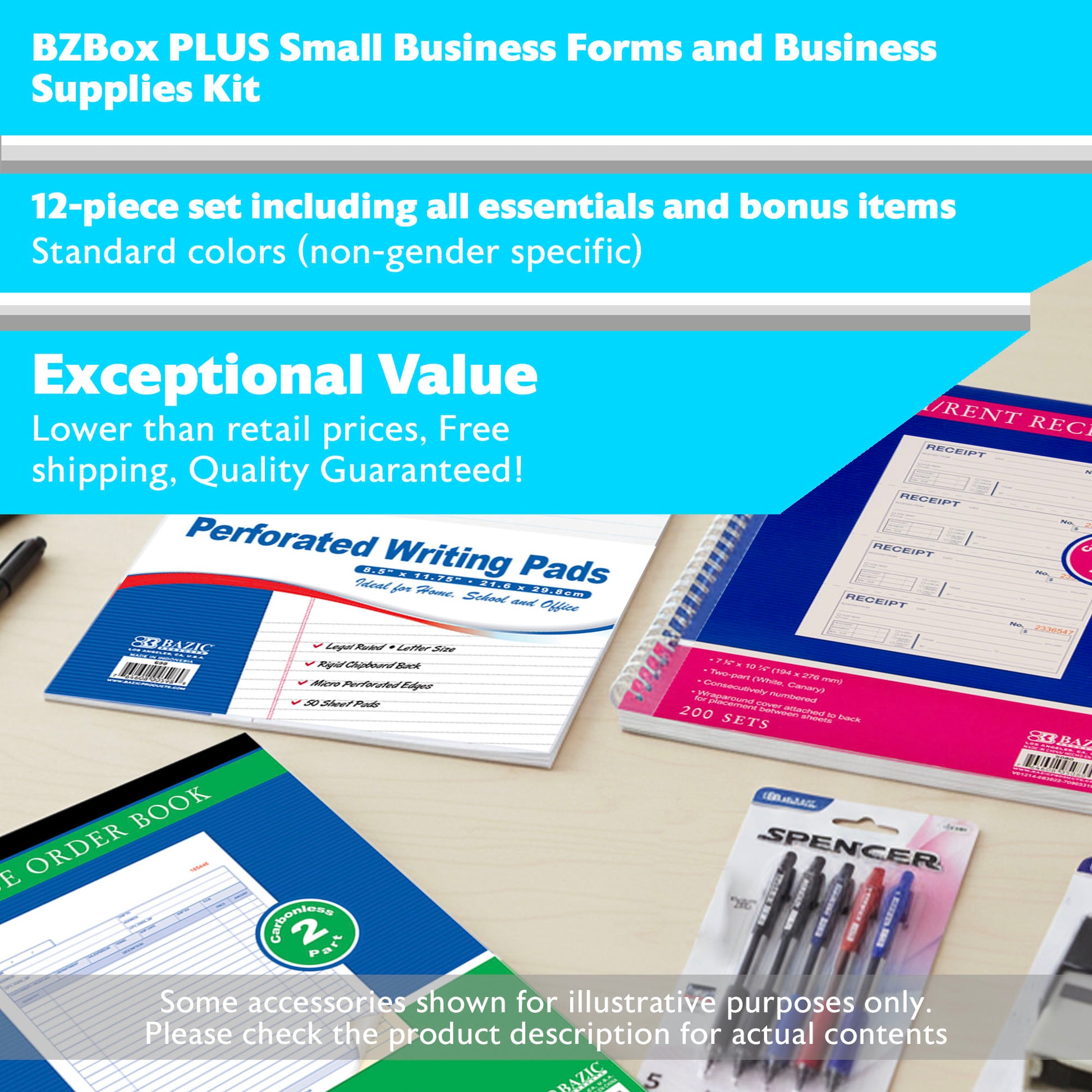 Small Business Forms and Business Supplies Kit, 12 items, PLUS