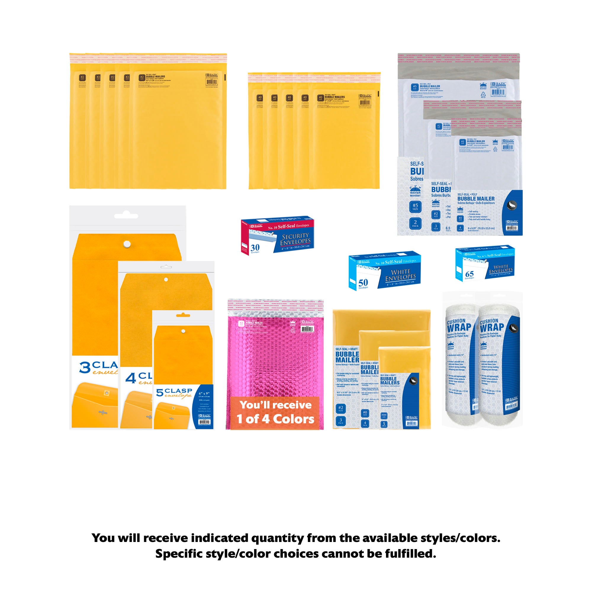 Mailing and Envelopes Bundle, Assorted types and sizes, 25 items, PLUS