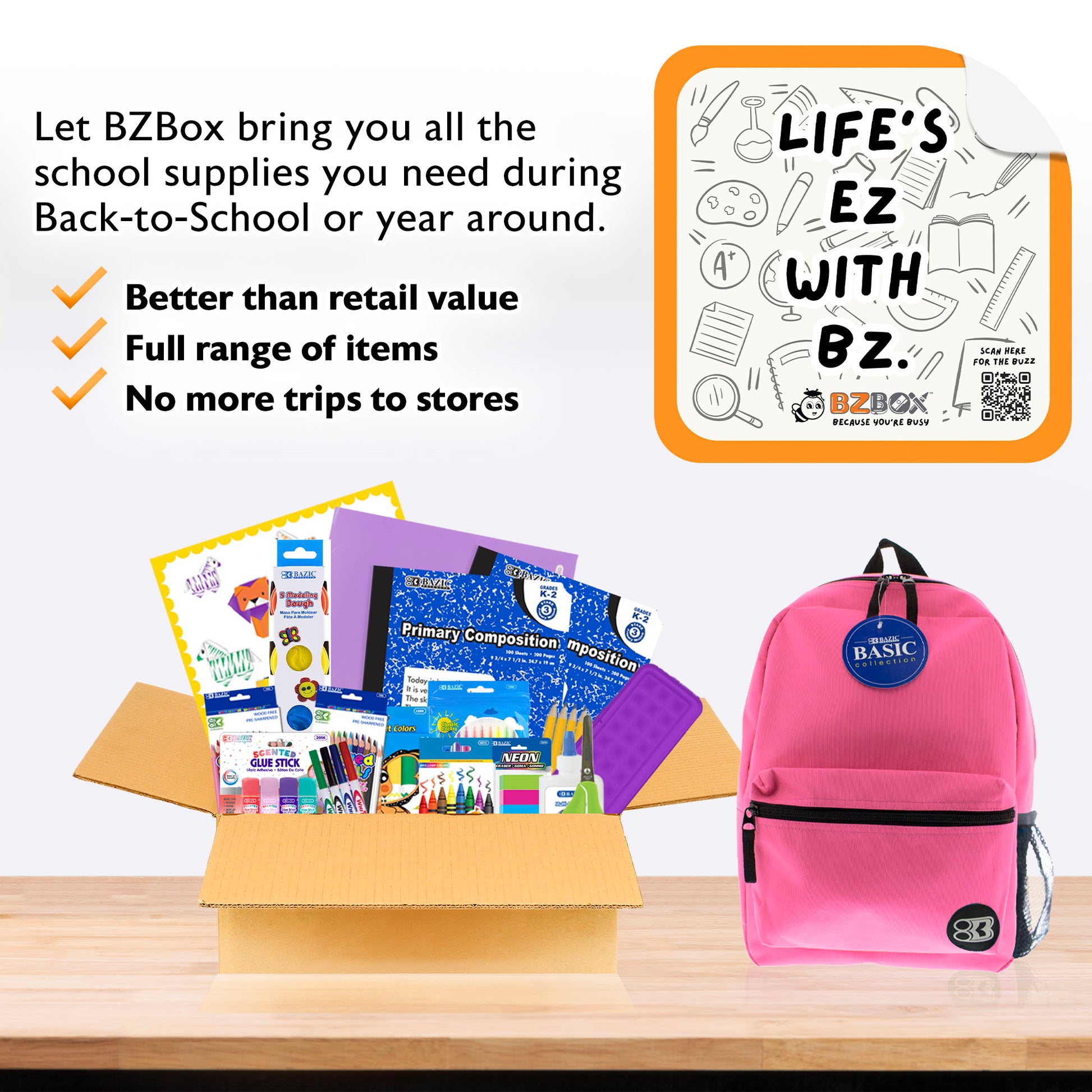 Back to School Kit, Kindergarten, Girl, Plus, US - BZBox