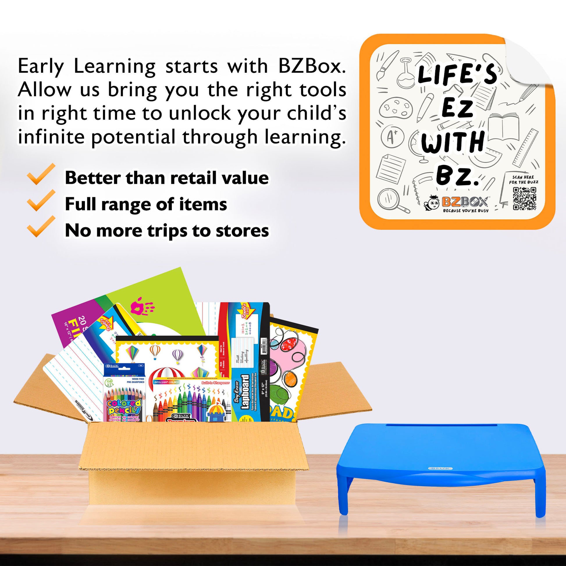 Early Learning Kit, with Folding Lapboard,  8 items, Plus - BZBox