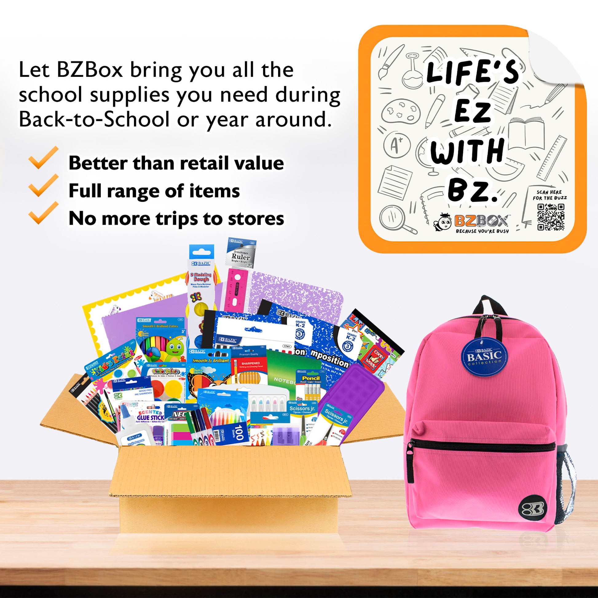 Back to School Kit, Grade 1, Girl, Max, US - BZBox