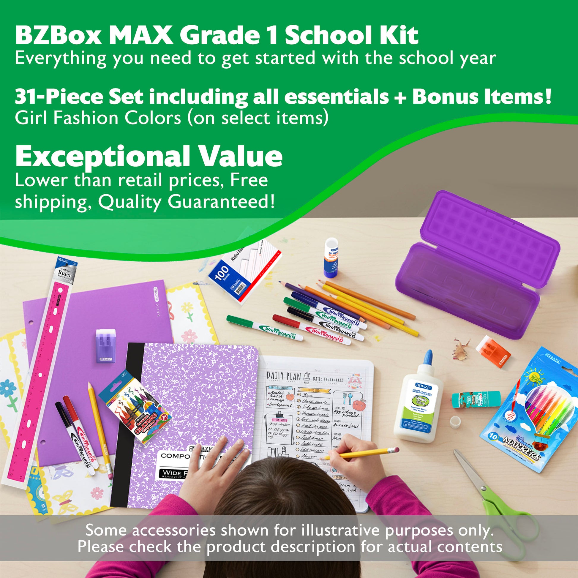 Back to School Kit, Grade 1, Girl, Max, US - BZBox