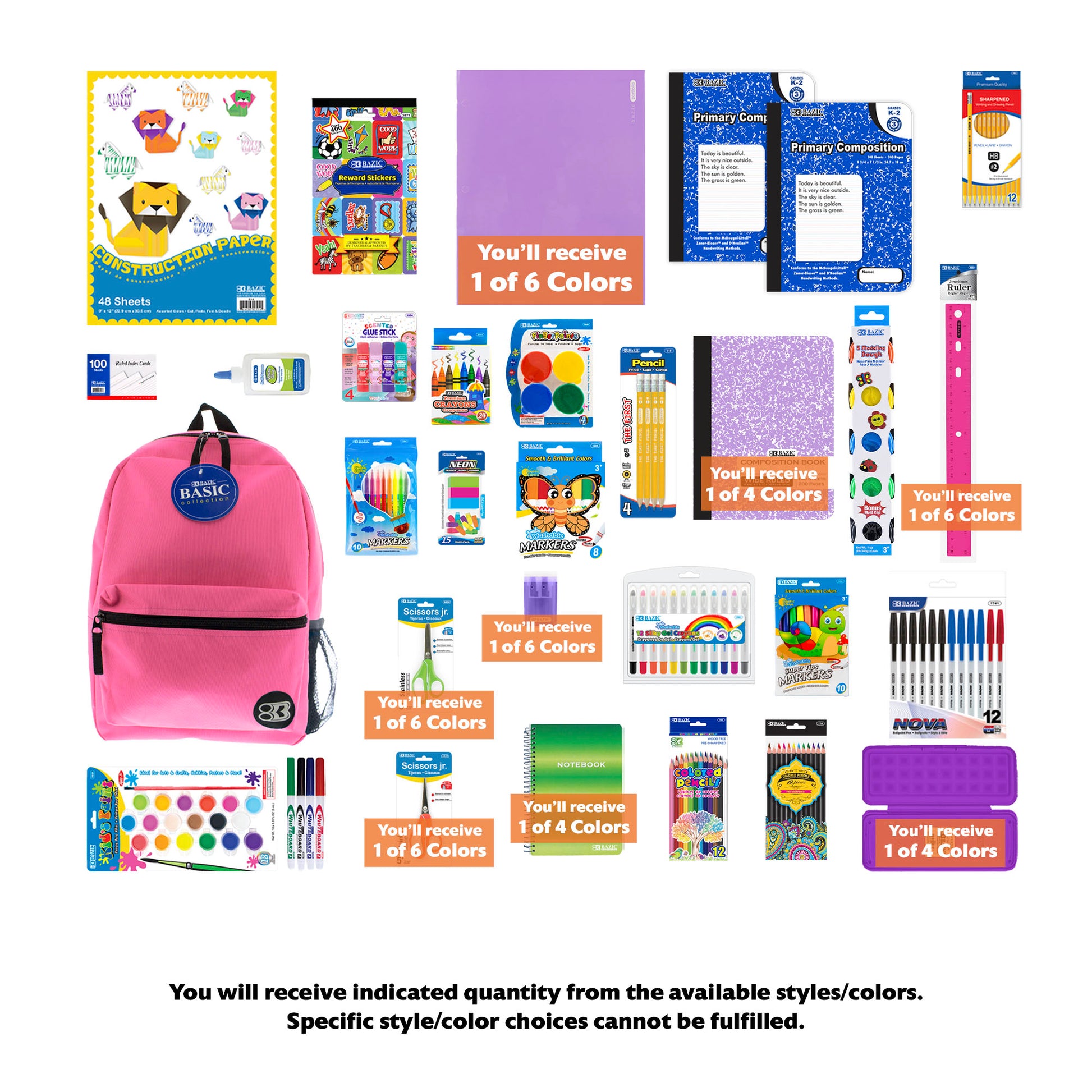 Back to School Kit, Grade 1, Girl, Max, US - BZBox