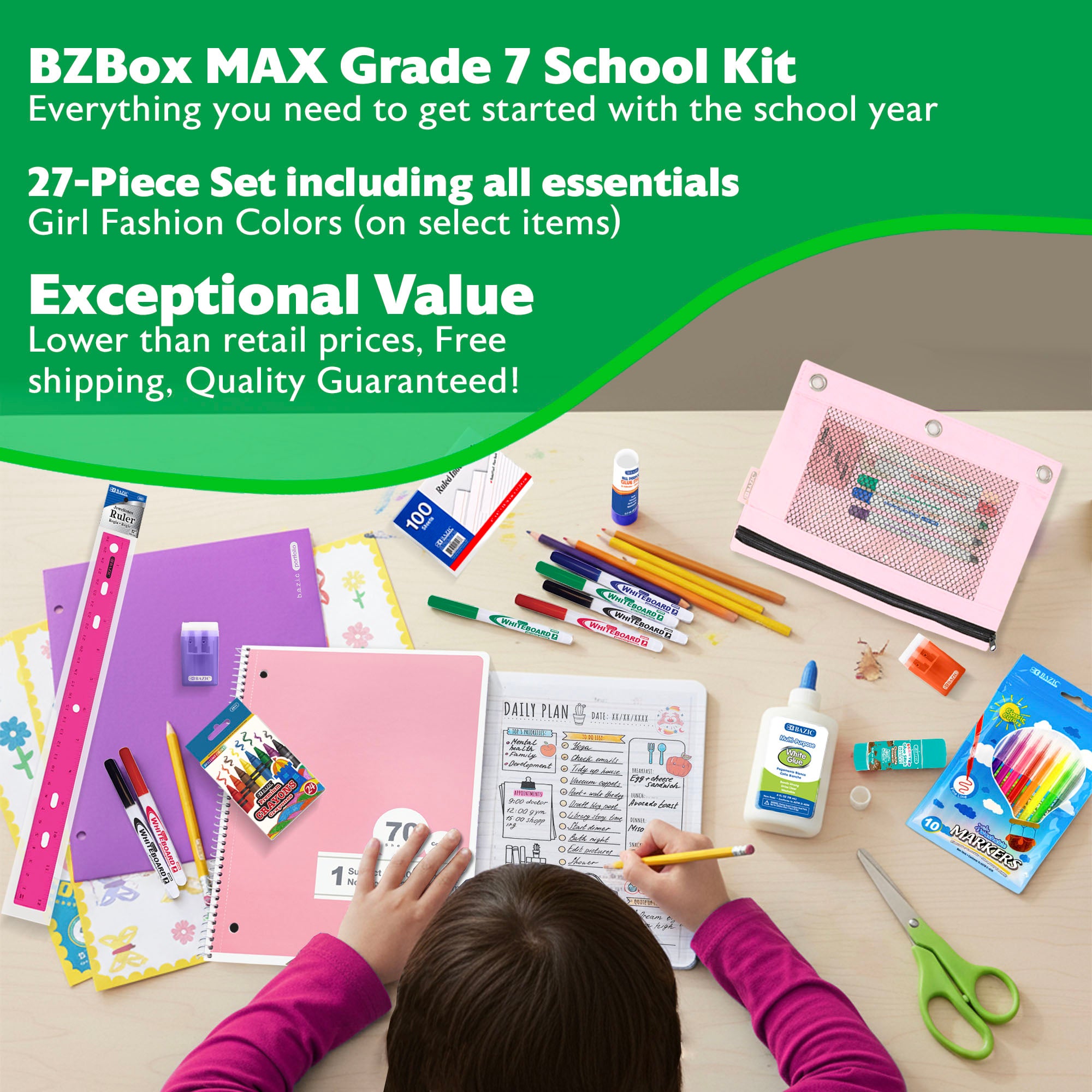 Back to School Kit, Grade 7, Girl, Max, US