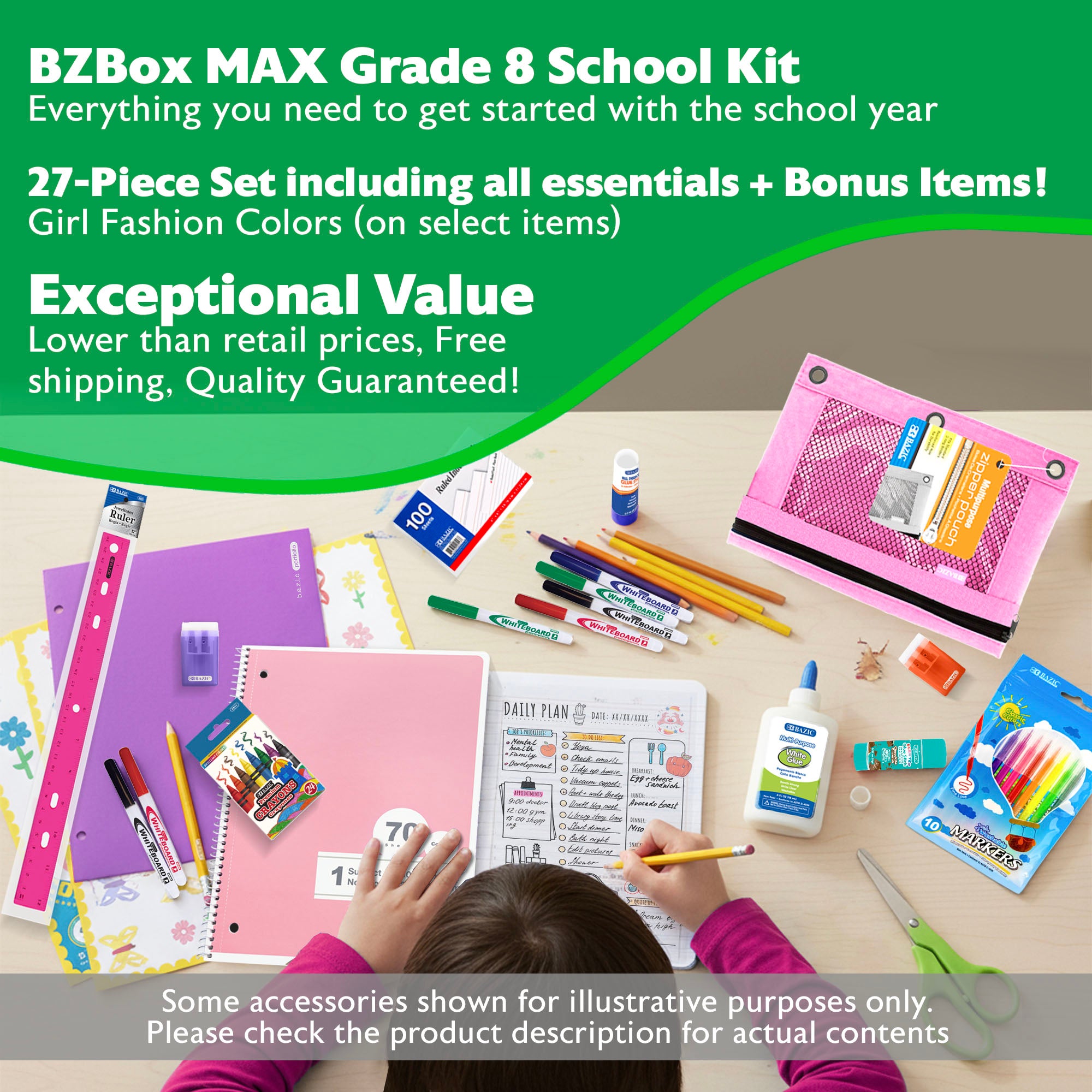 Back to School Kit, Grade 8, Girl, Max, US