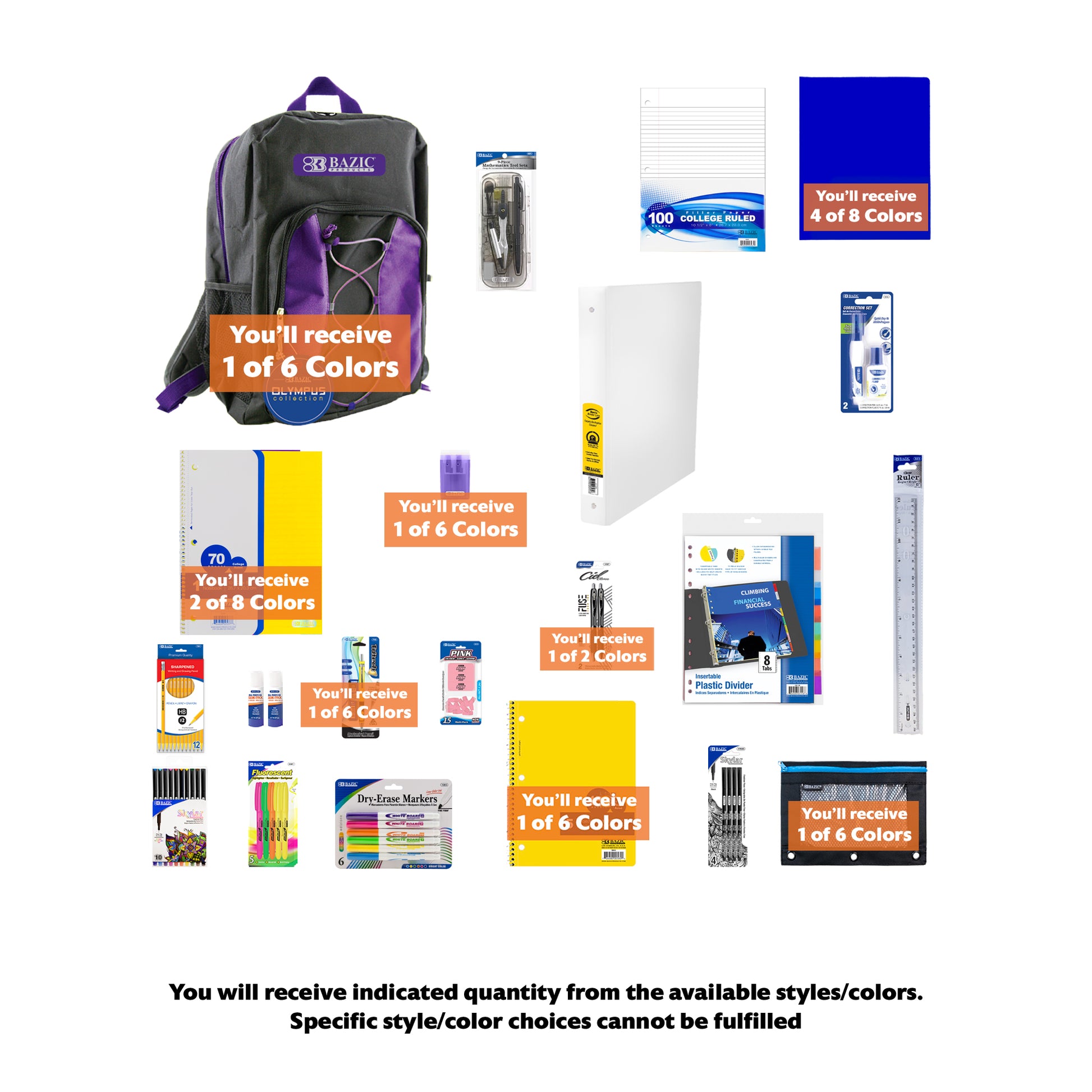 High school back to school kit by BZ, including supplies for students, in a colorful school kit package.