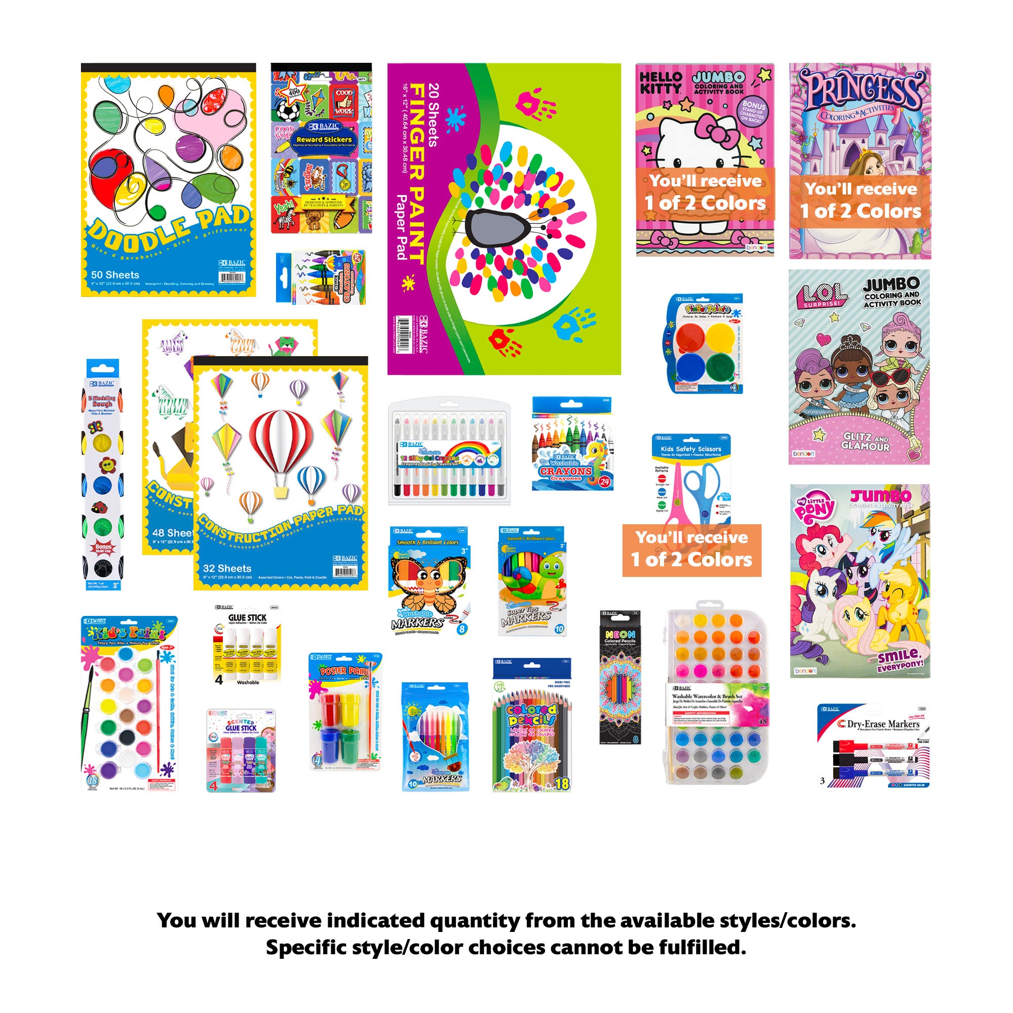 Kids Jumbo Coloring Activity Kit, Extended Kit, MAX, 26 items, GIRL Theme Books.