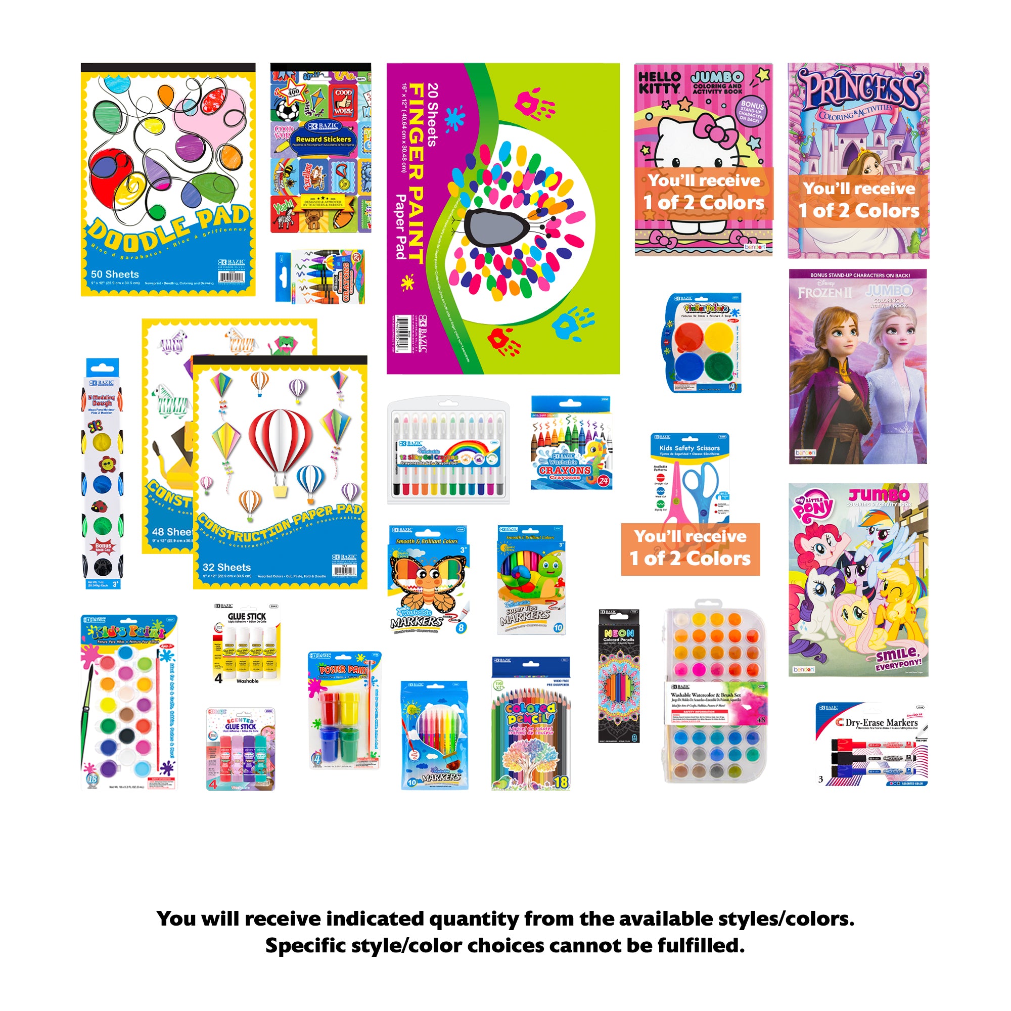 Kids BZ Jumbo Coloring Activity Kit for Girls with 26 art and activity items in colorful books for creative fun.