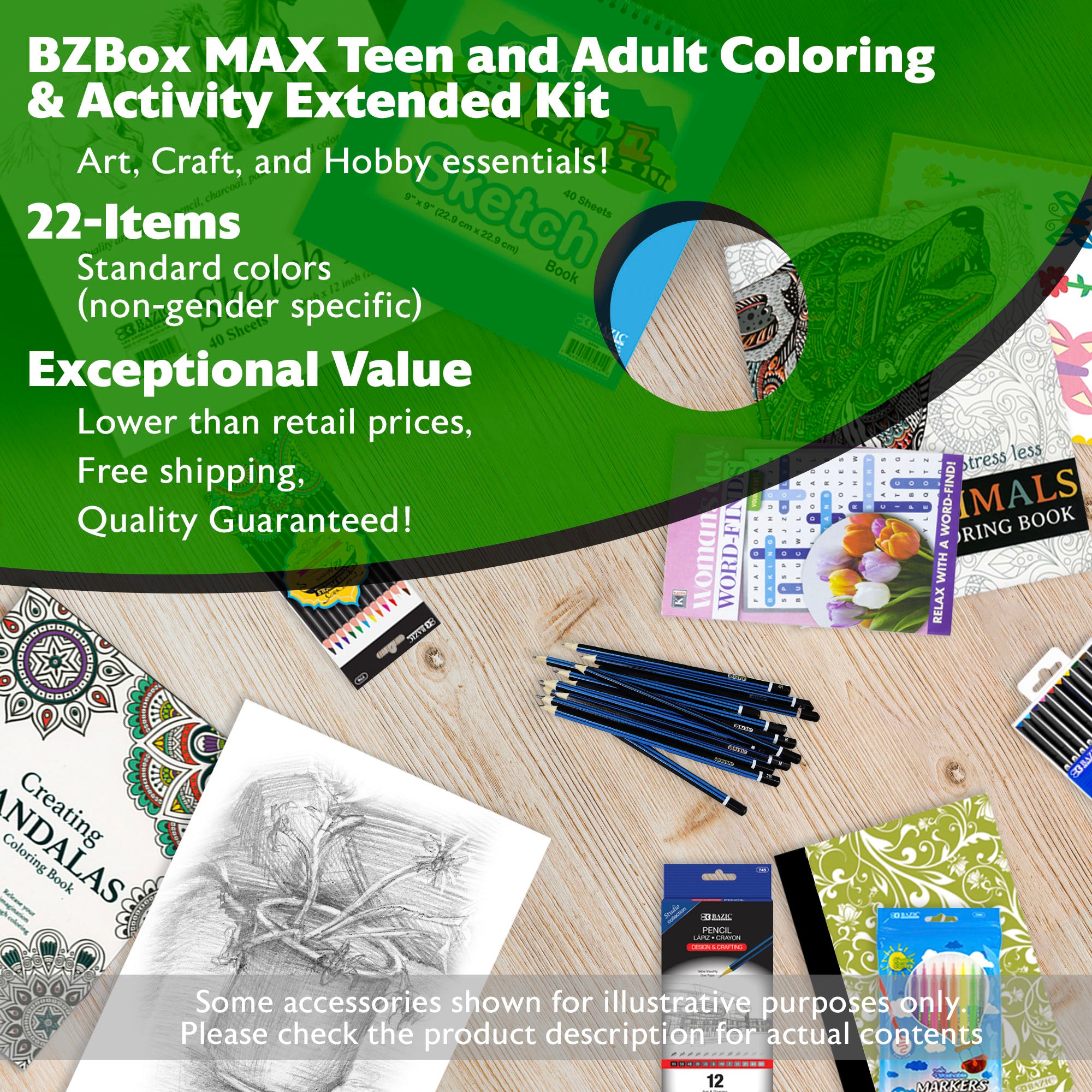 Teen and Adult Jumbo Coloring & Activity, Extended Kit, MAX, 22 items