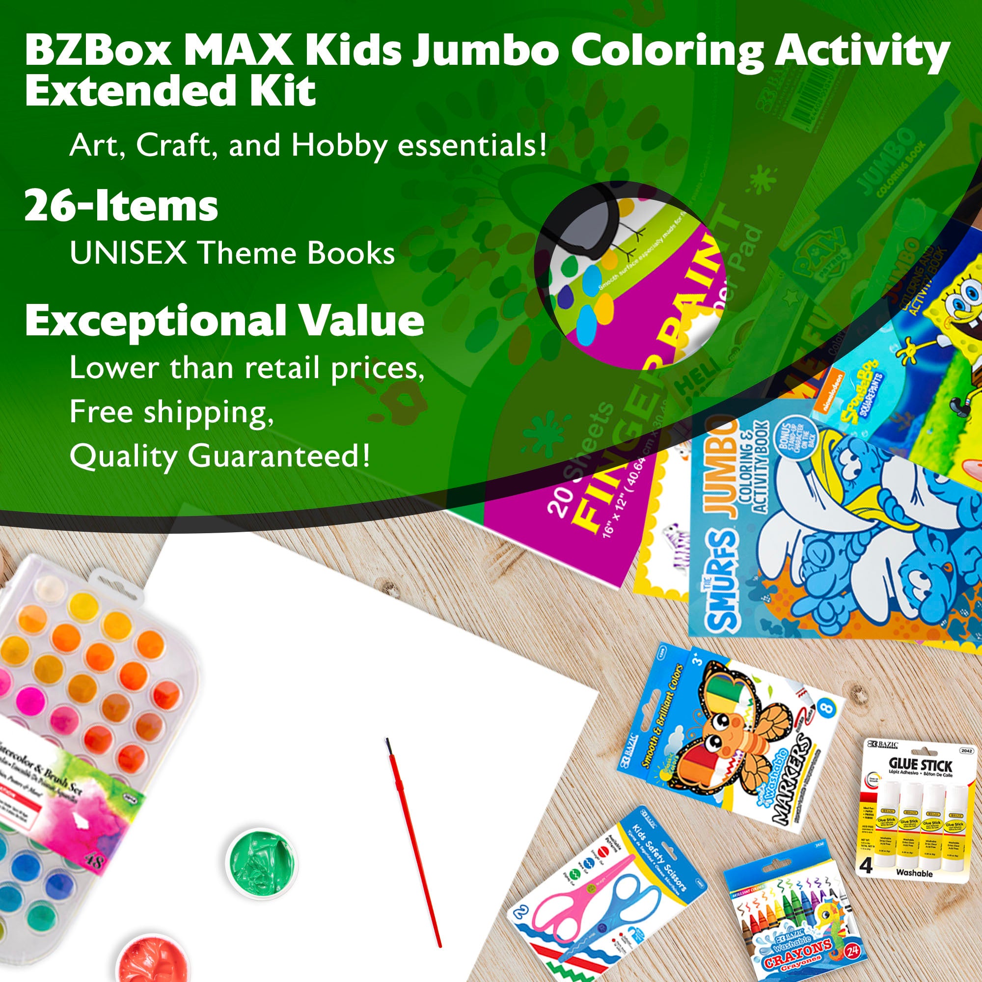 Kids Jumbo Coloring Activity Kit, Extended Kit, MAX, 26 items, Unisex