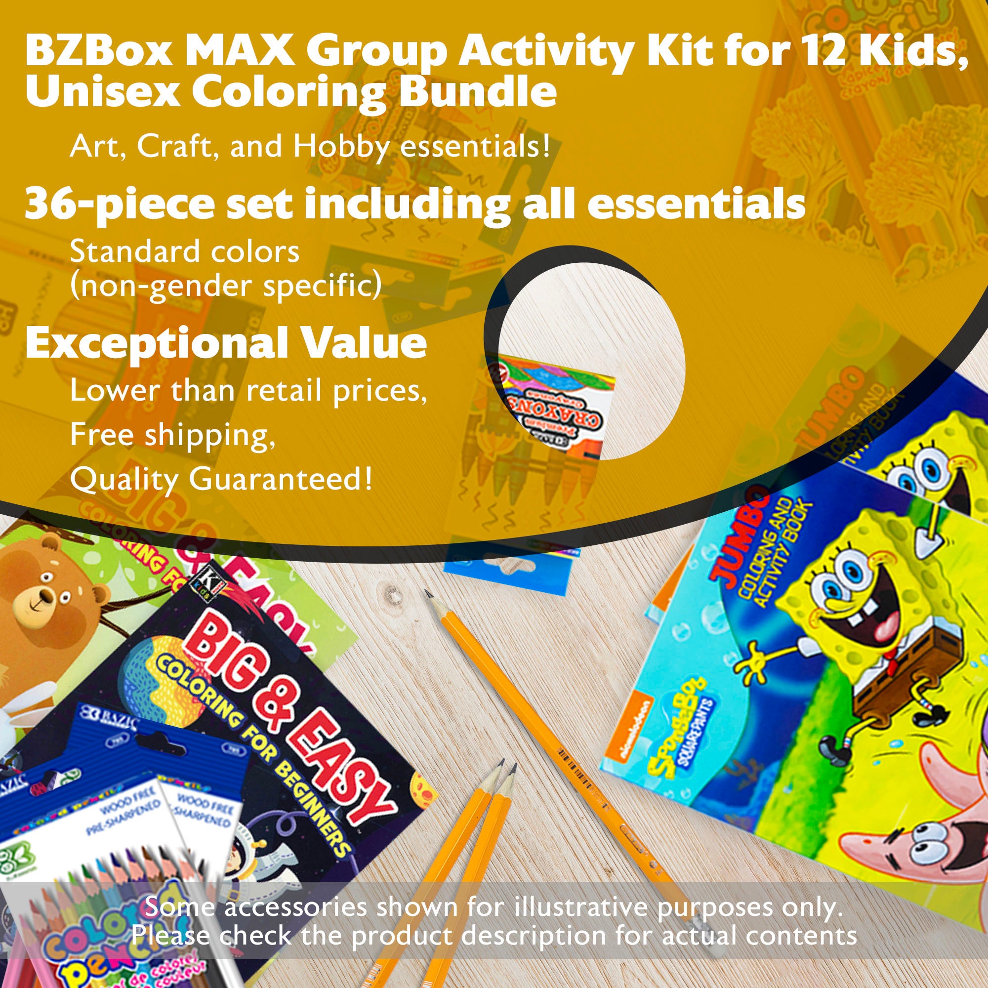 Group Actiity Kit for 12 Kids, Coloring Bundle, Unisex, 36 items, MAX