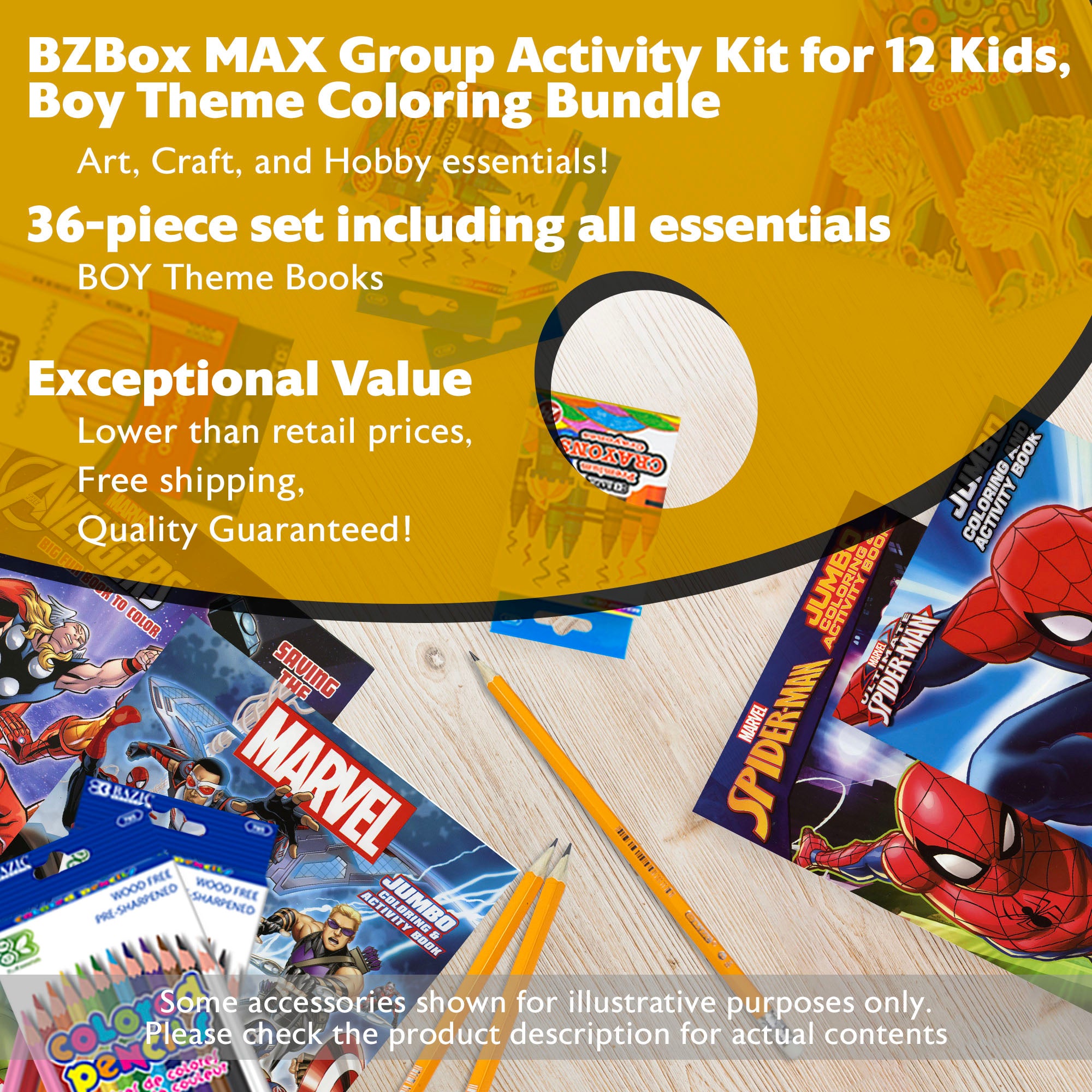 Group Actiity Kit for 12 Kids, Coloring Bundle, Boy, 36 items, MAX