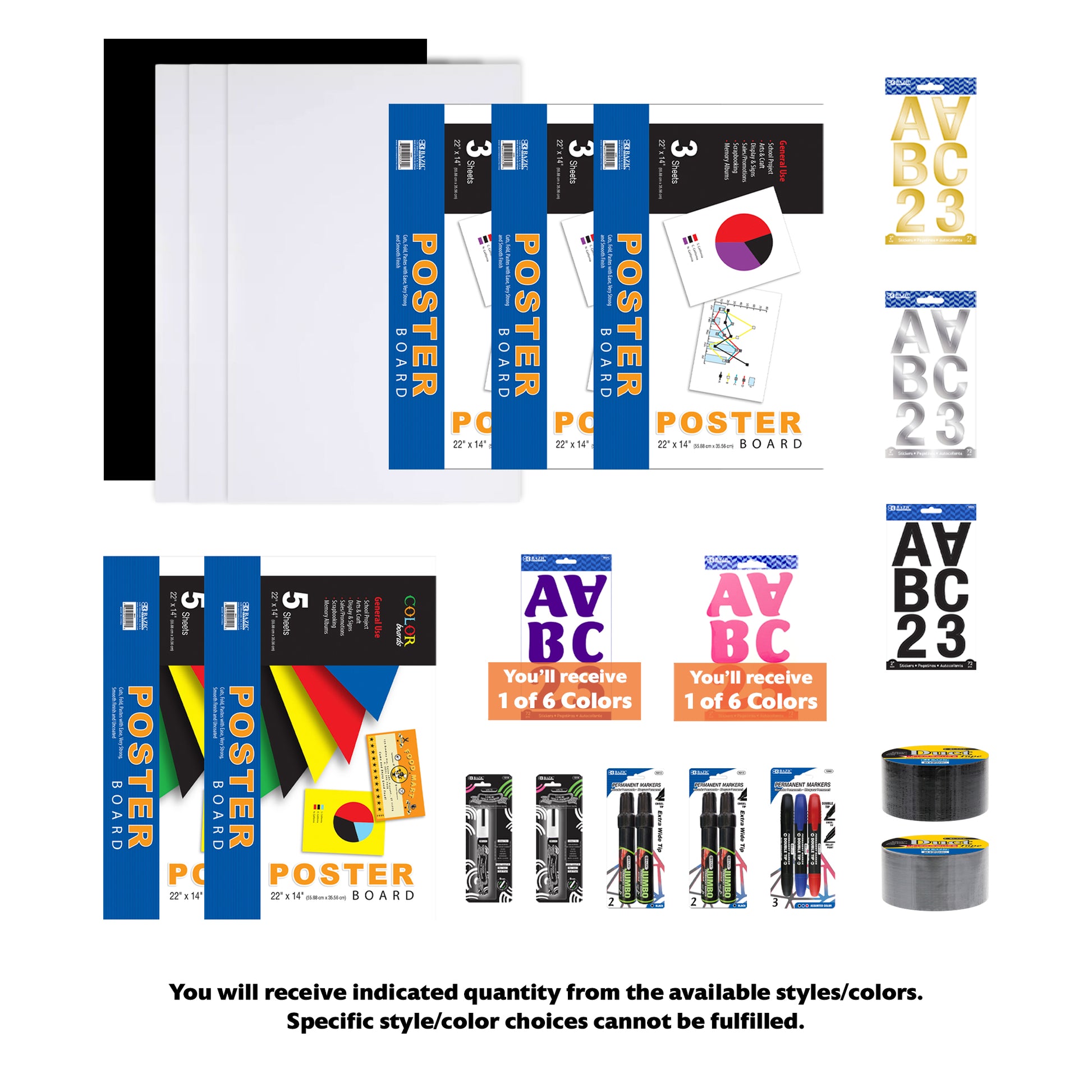 BZ Fans and Supporters Signage Kit with 24 event signs, featuring colorful banners and supportive messages for sporting events