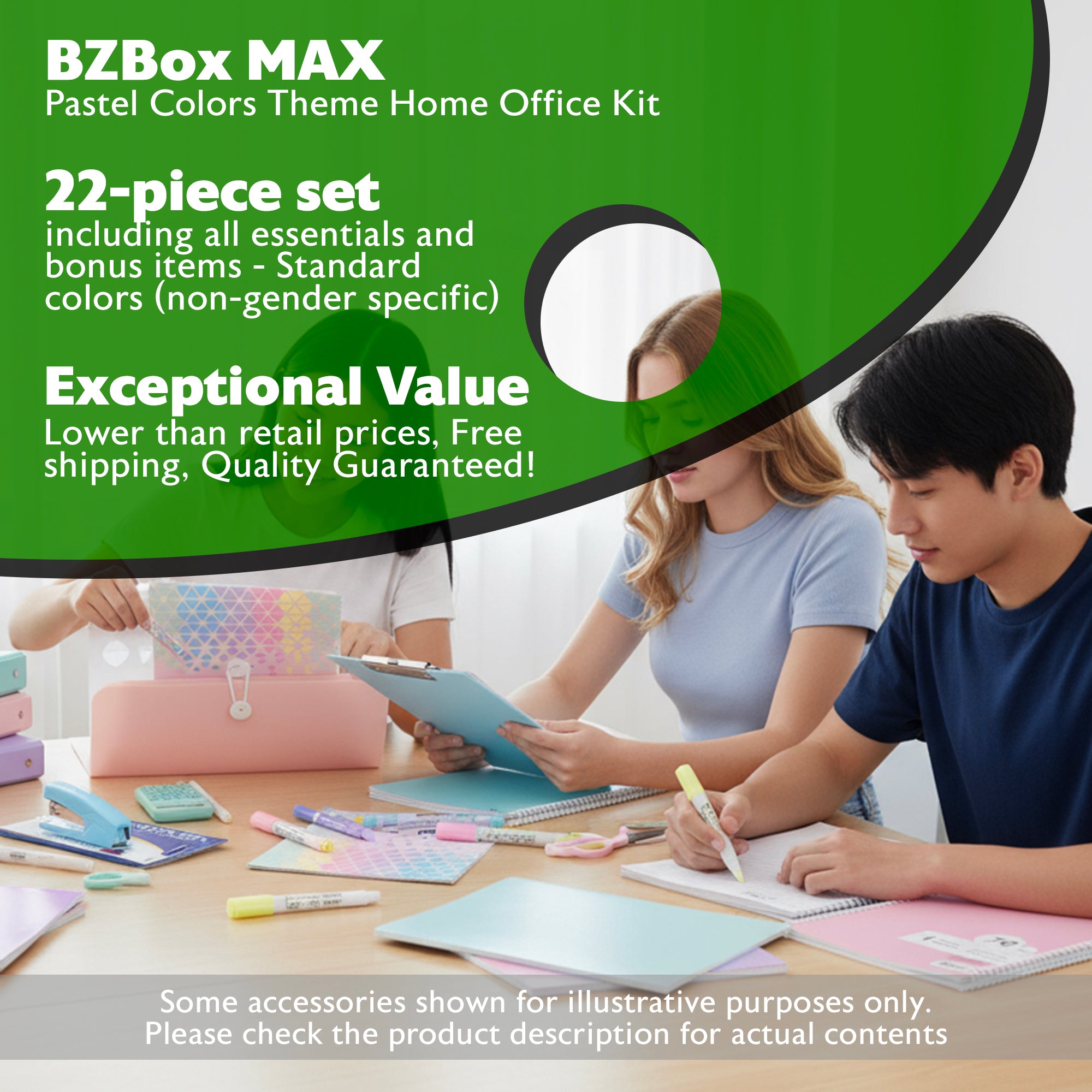 Pastel Colors Theme Home Office Kit, Girl, 22 Items,  MAX