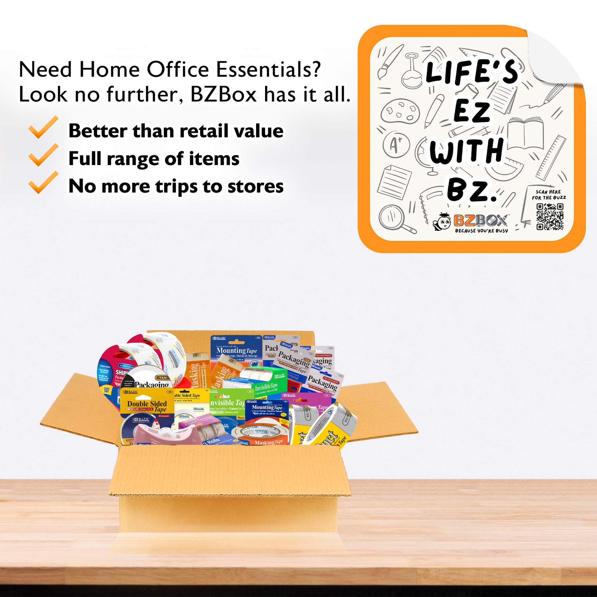 Adhesive Tapes and Dispensers Bundle, Extended Assortment, Standard colors, 23 items, MAX