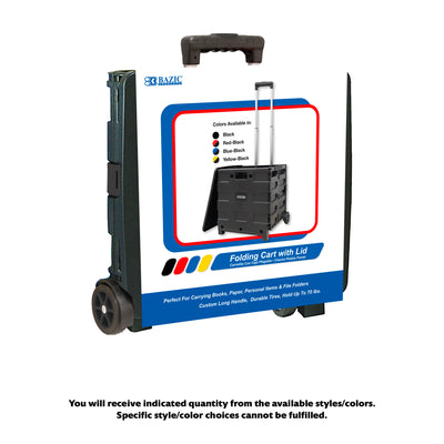 Value Deal - Foldable Rolling Cart w/ Lid Cover Black 16