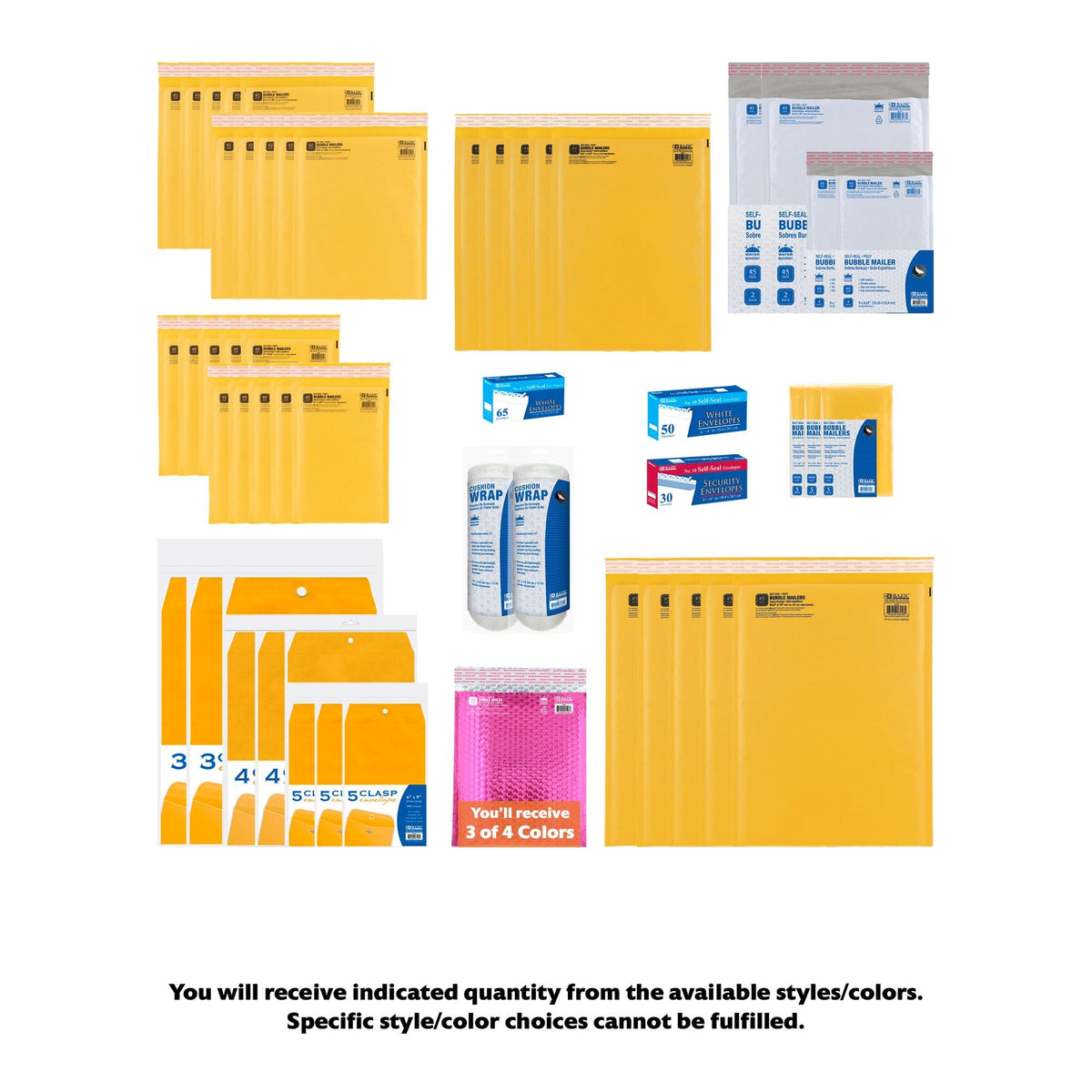 Mailing and Envelopes Jumbo Kit, Assorted types and sizes, 54 items, M ...