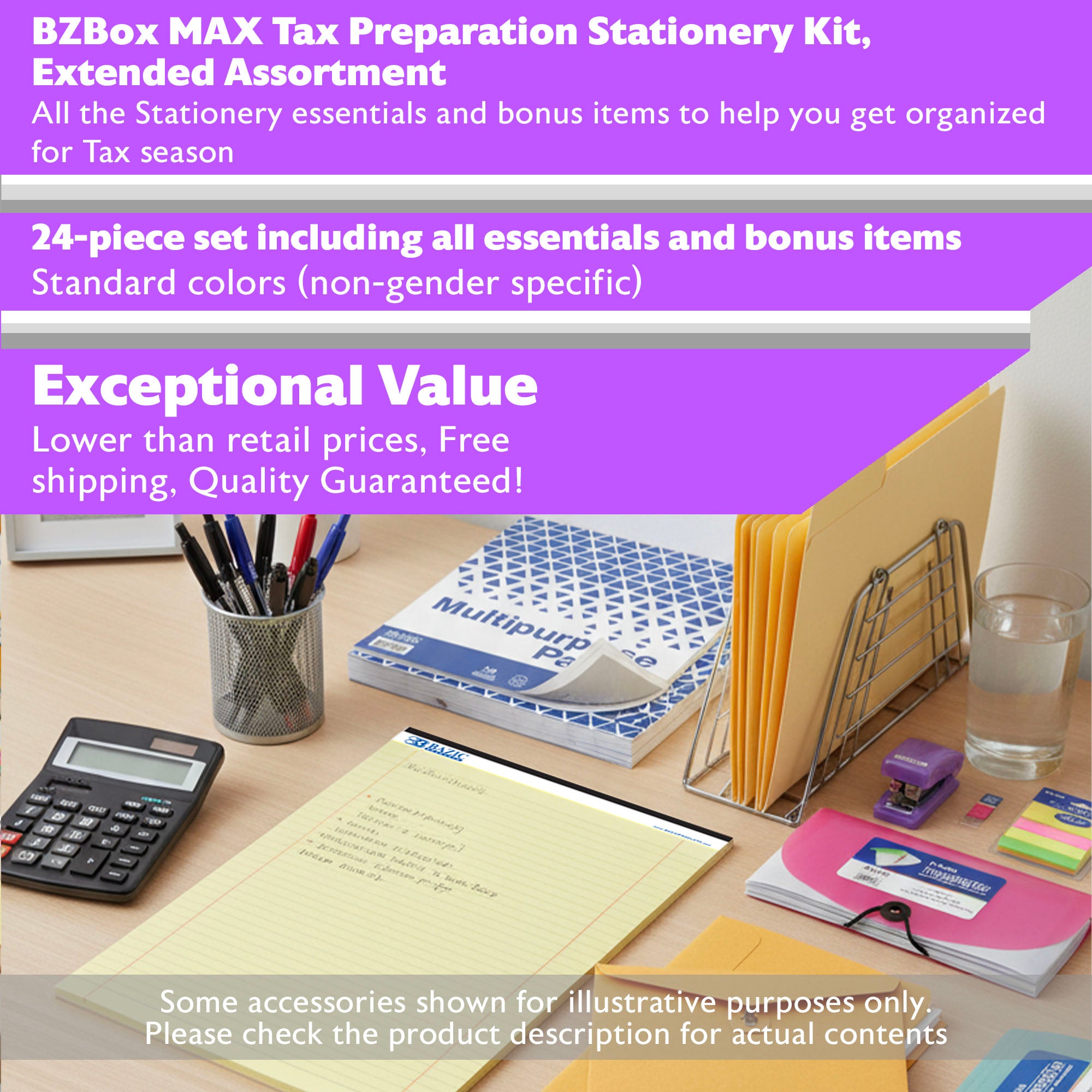 Tax Preparation Stationery Kit, Extended Assortment, 24 items, MAX